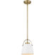 Z-Studio 1 Light 8 inch Matte White and Heritage Brass Pendant Ceiling Light