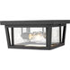 Seoul 3 Light 12 inch Black Outdoor Flush Mount