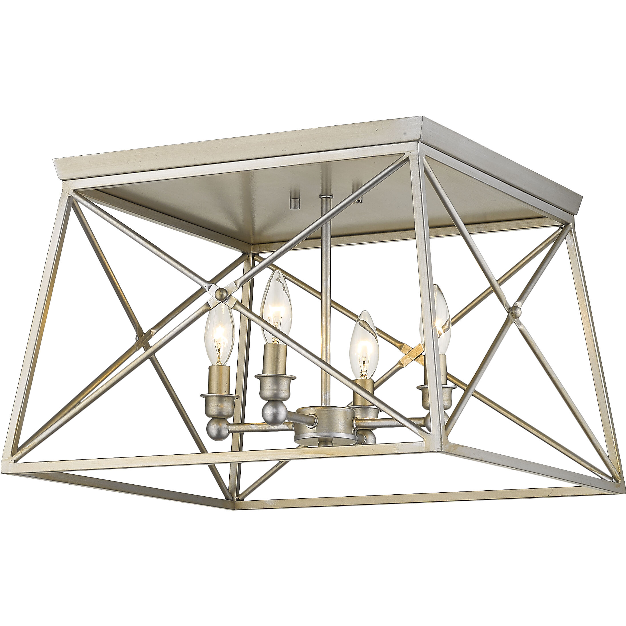 Trestle 4 Light 18 inch Antique Silver Flush Mount Ceiling Light