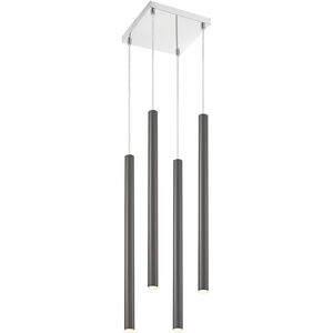 Forest LED 9.5 inch Chrome Chandelier Ceiling Light in 4, Pearl Black Steel, 15