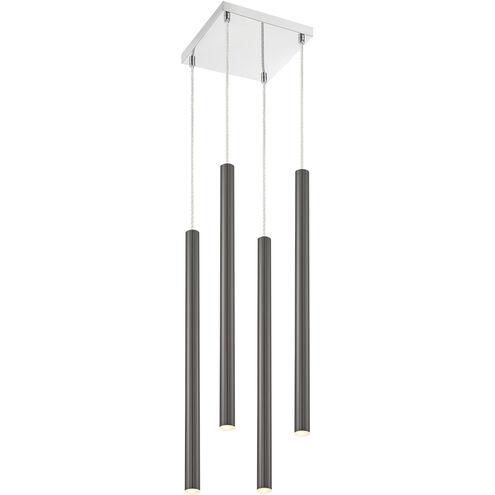 Forest LED 9.5 inch Chrome Chandelier Ceiling Light in 4, Pearl Black Steel, 15