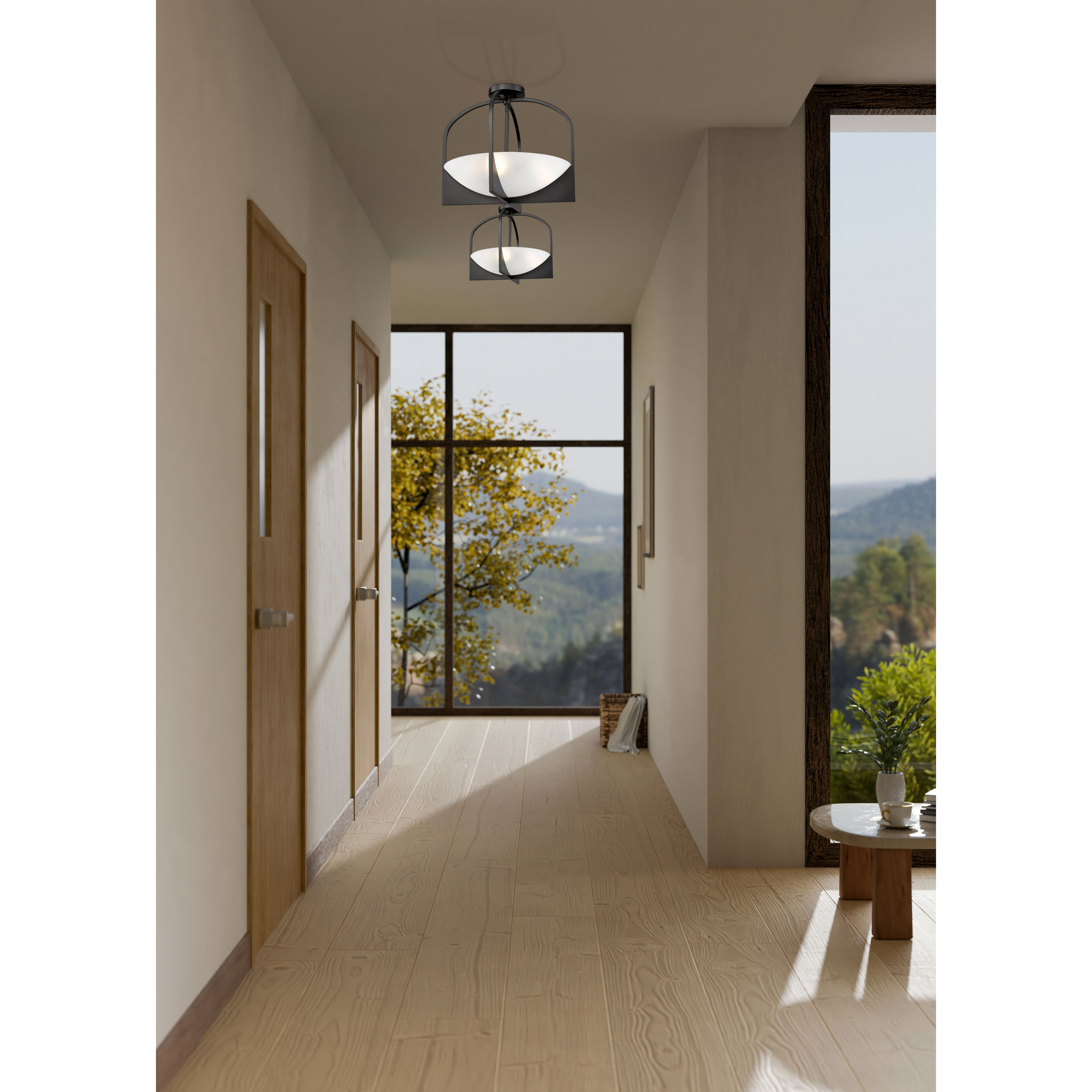 Devon 4 Light 18 inch Matte Black Semi Flush Mount Ceiling Light