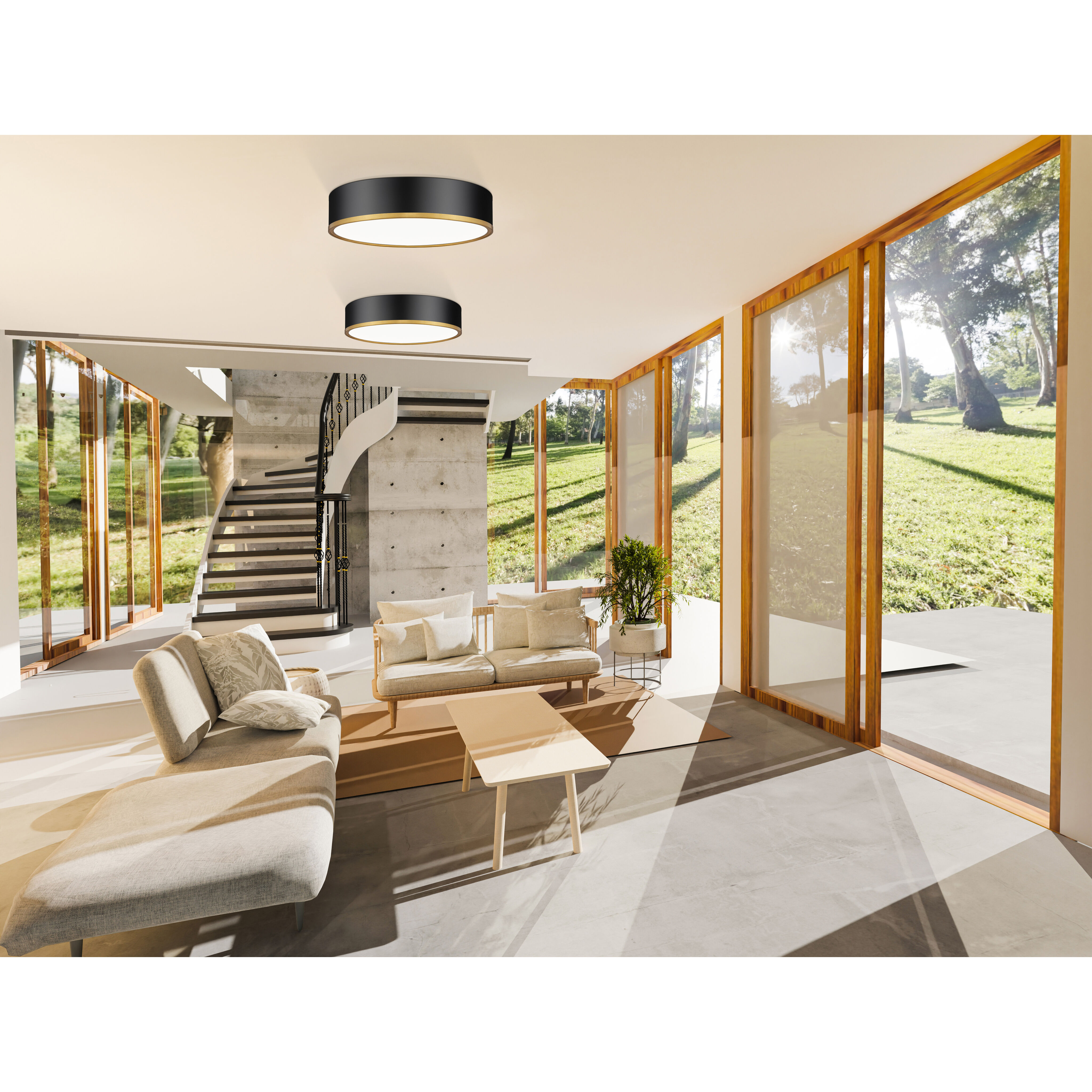 Bradley LED 20.25 inch Matte White and Modern Gold Flush Mount Ceiling Light