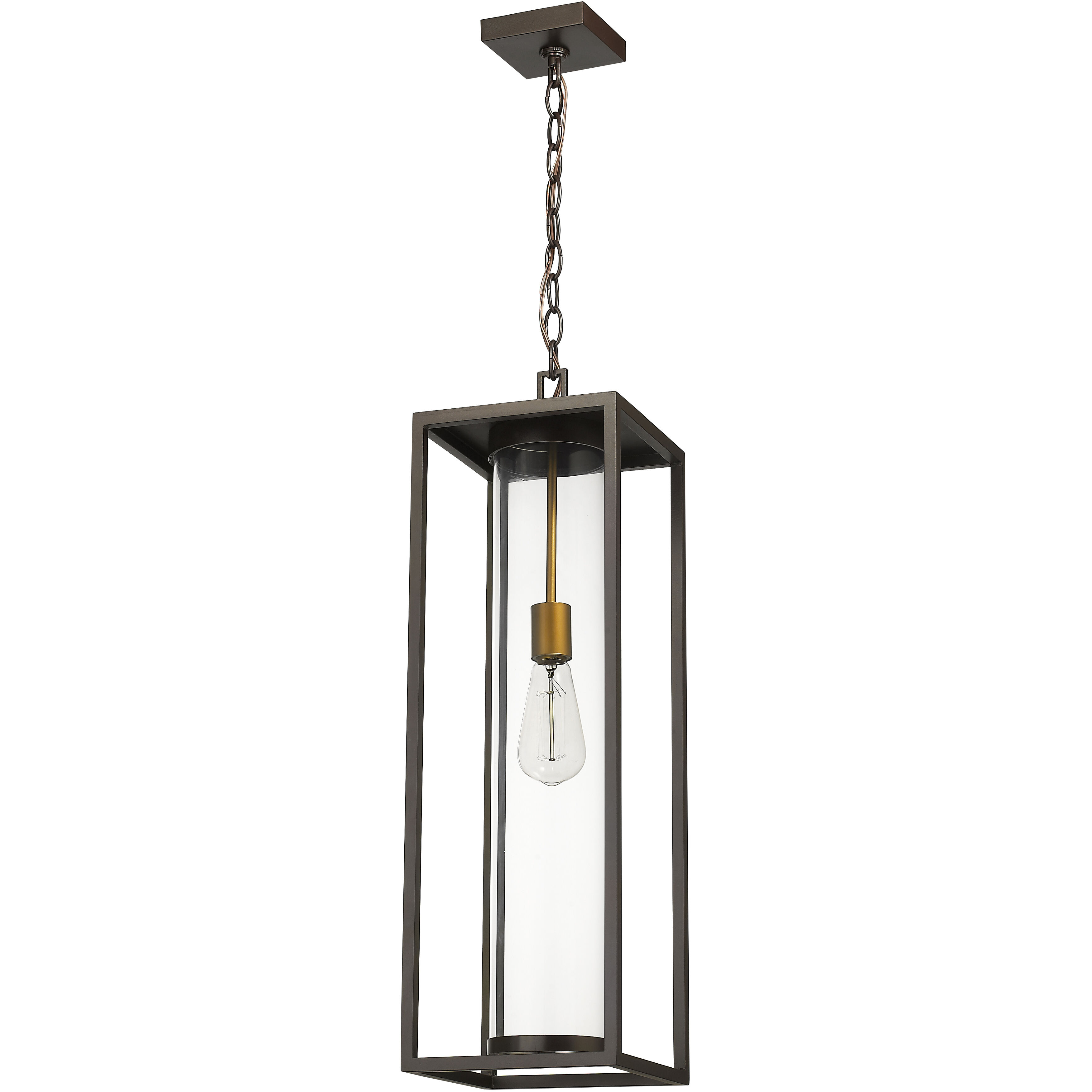 Dunbroch 1 Light 8 inch Deep Bronze and Outdoor Brass Outdoor Chain Mount Ceiling Fixture