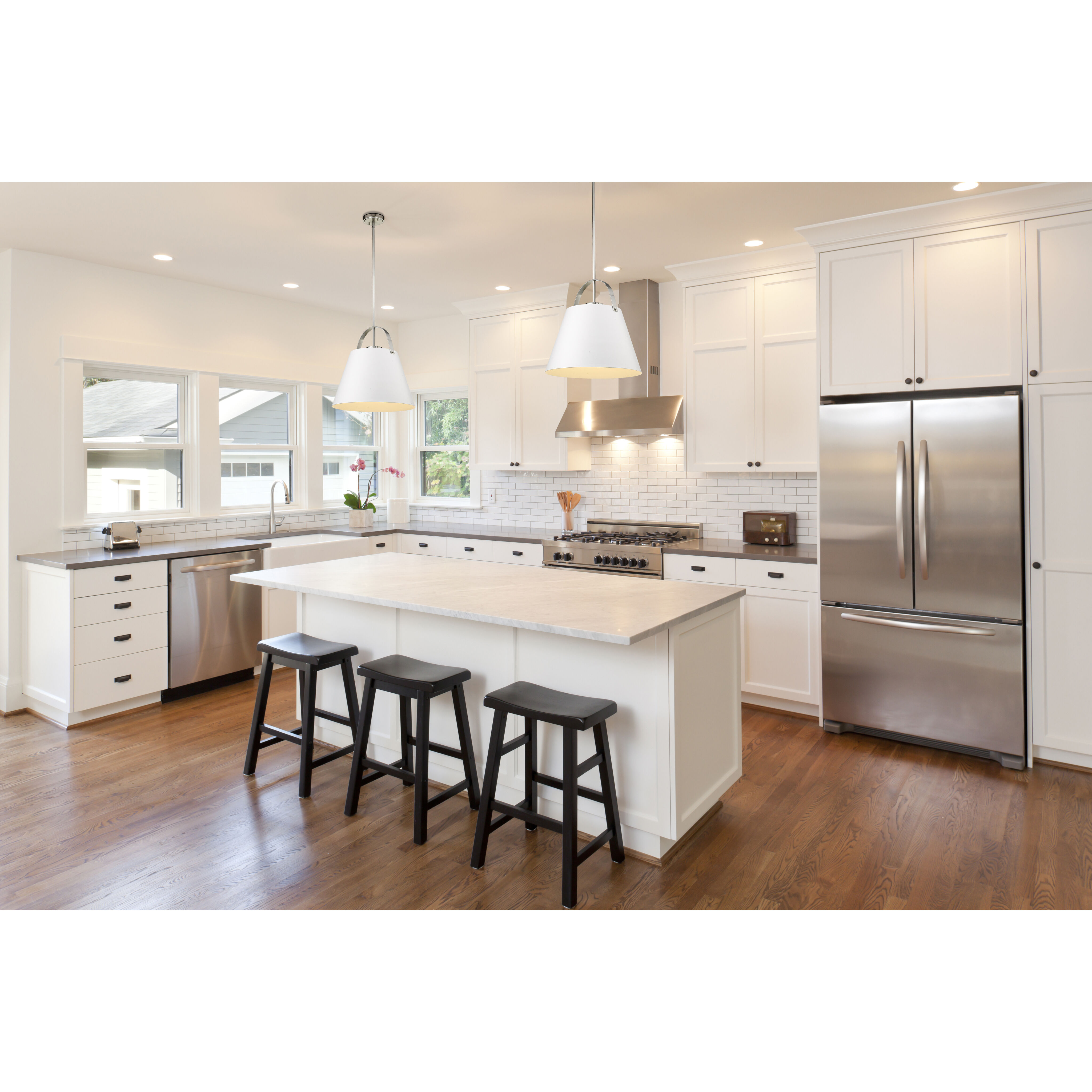 Z-Studio 1 Light 18 inch Matte White and Brushed Nickel Pendant Ceiling Light