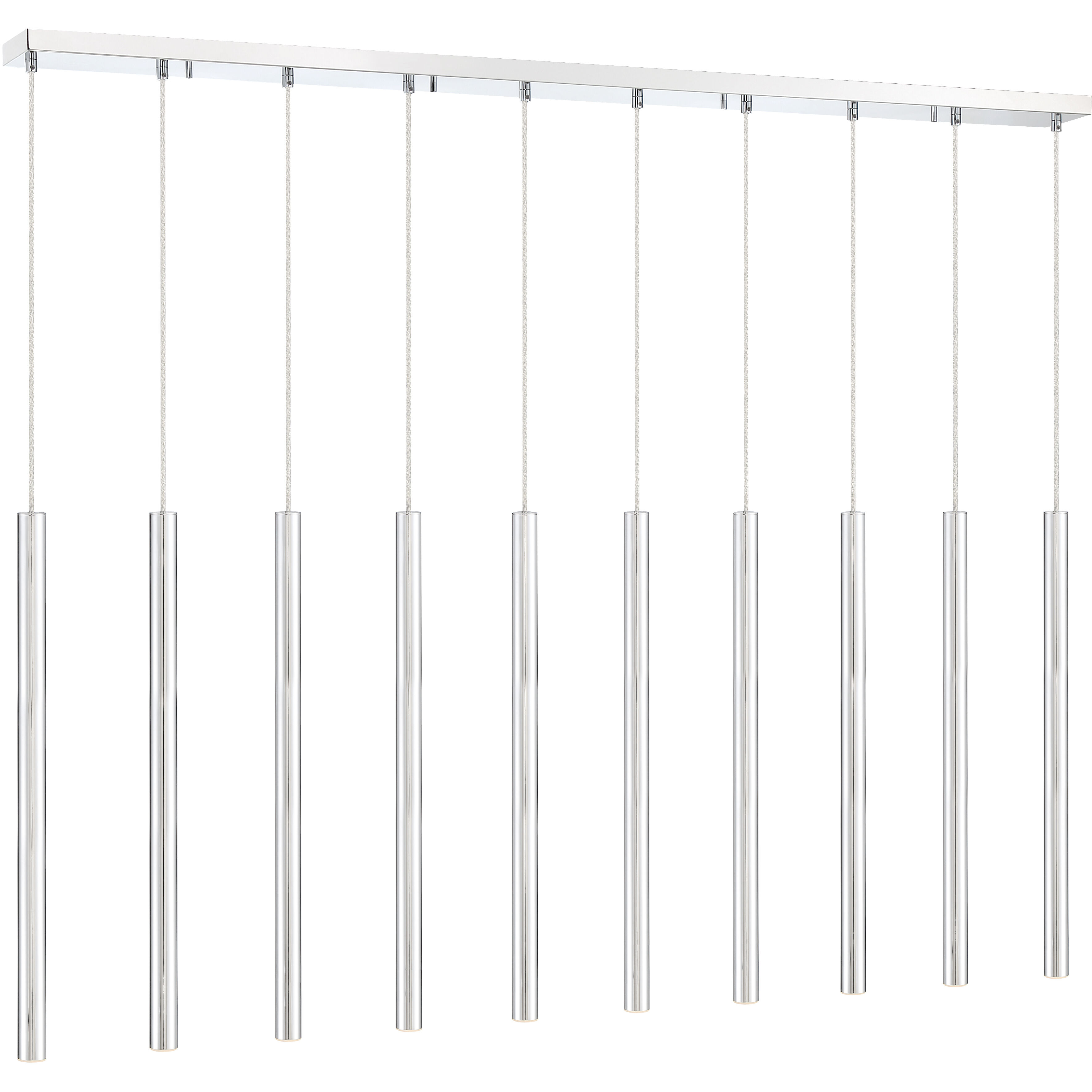 Forest LED 56.5 inch Chrome Linear Chandelier Ceiling Light in 10, 37, Chrome Steel