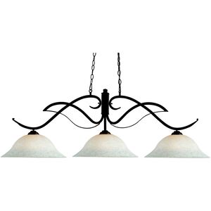 Phoenix 3 Light 54 inch Bronze Billiard Ceiling Light in White Mottle Glass