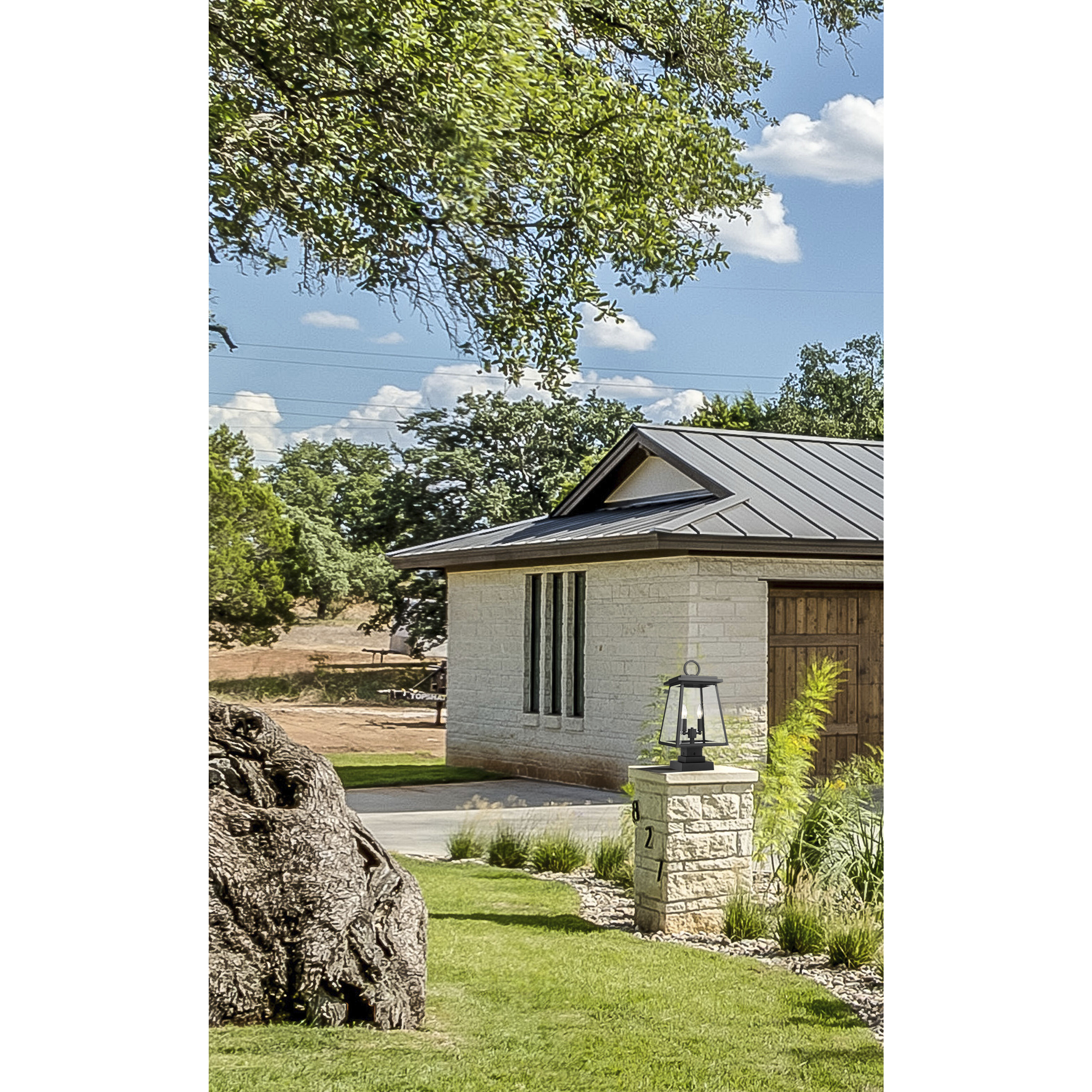 Broughton 2 Light 21 inch Black Outdoor Pier Mounted Fixture