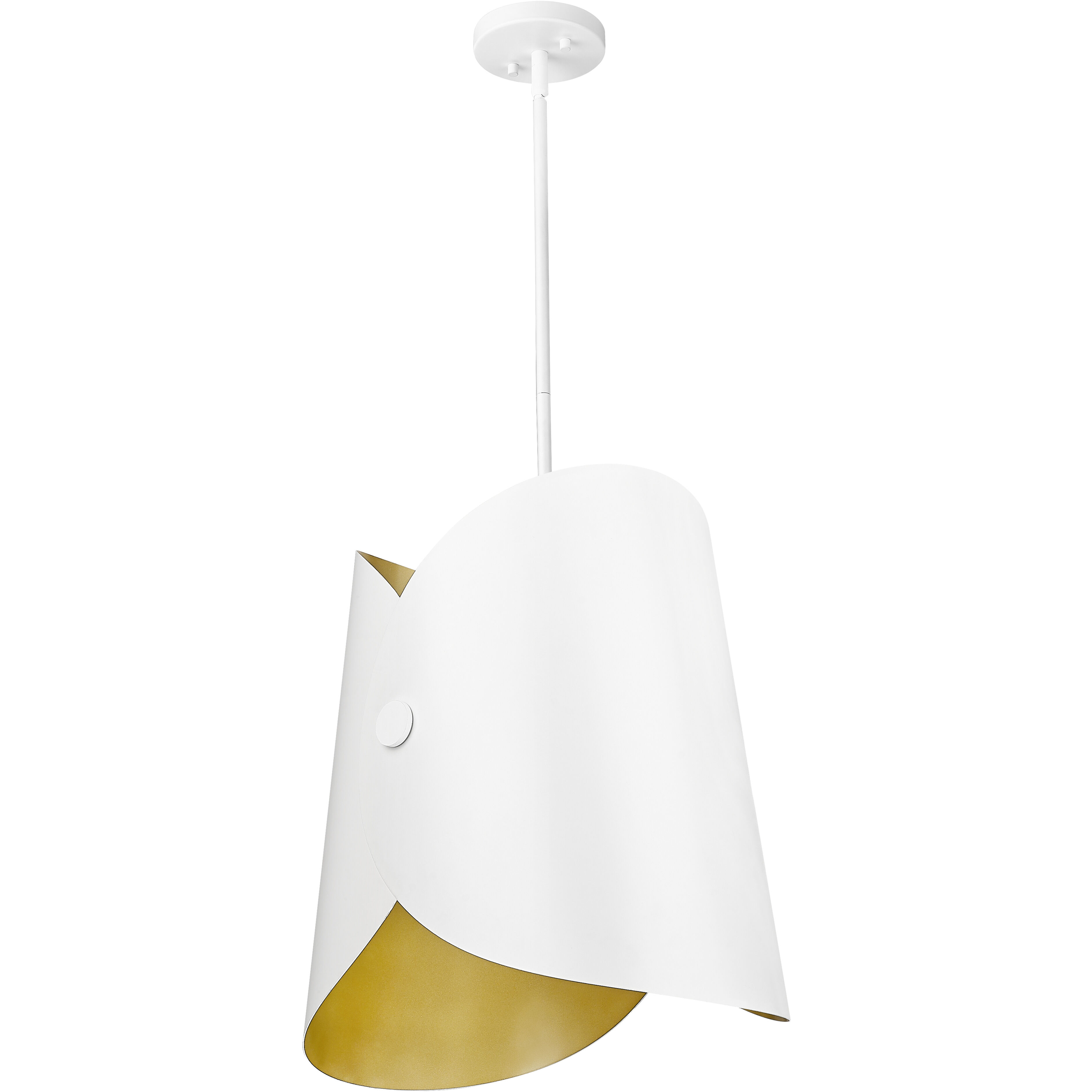 Salone 1 Light 14.25 inch Matte White Pendant Ceiling Light in Matte White Outer,  Gold Inner