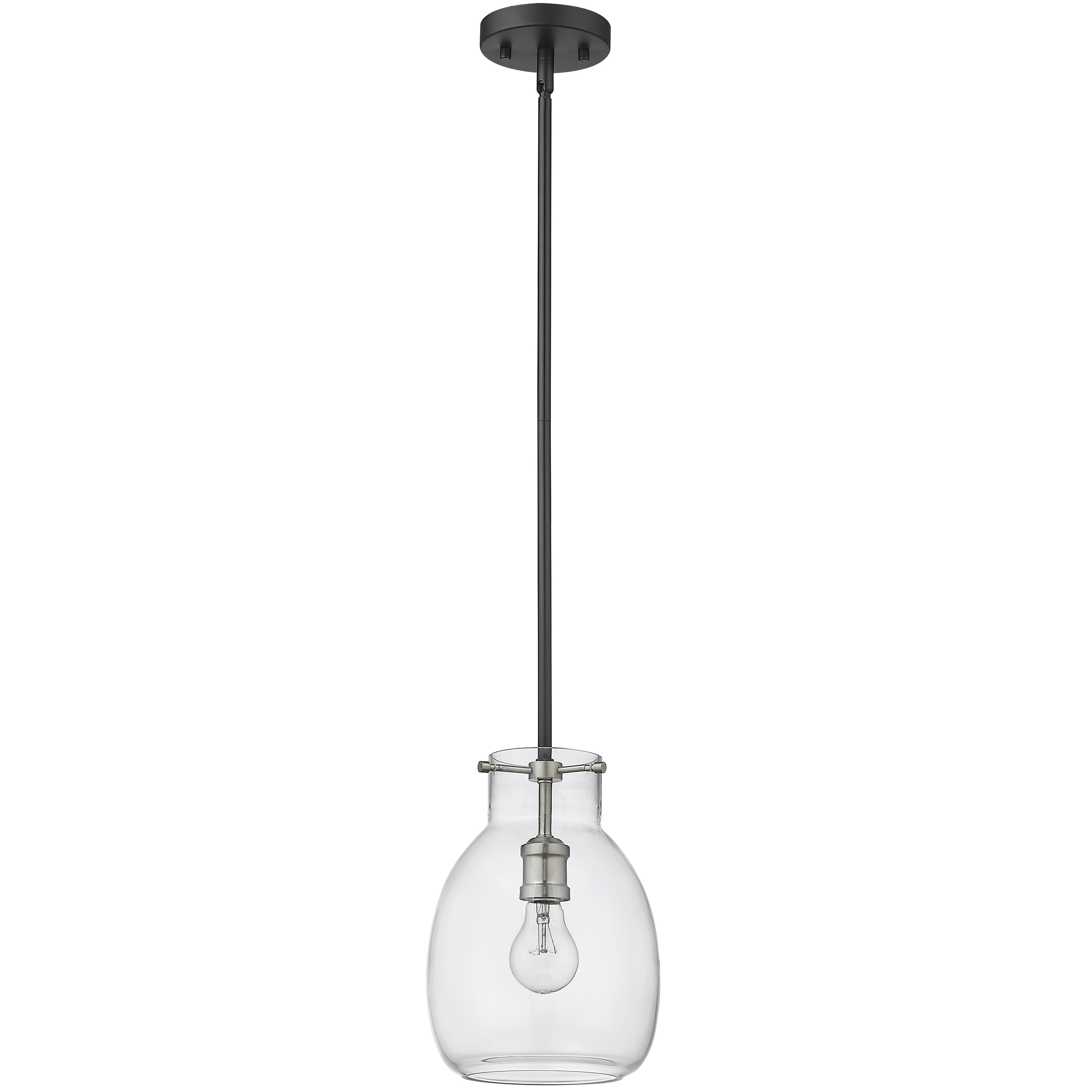 Bella 1 Light 8 inch Matte Black and Brushed Nickel Pendant Ceiling Light