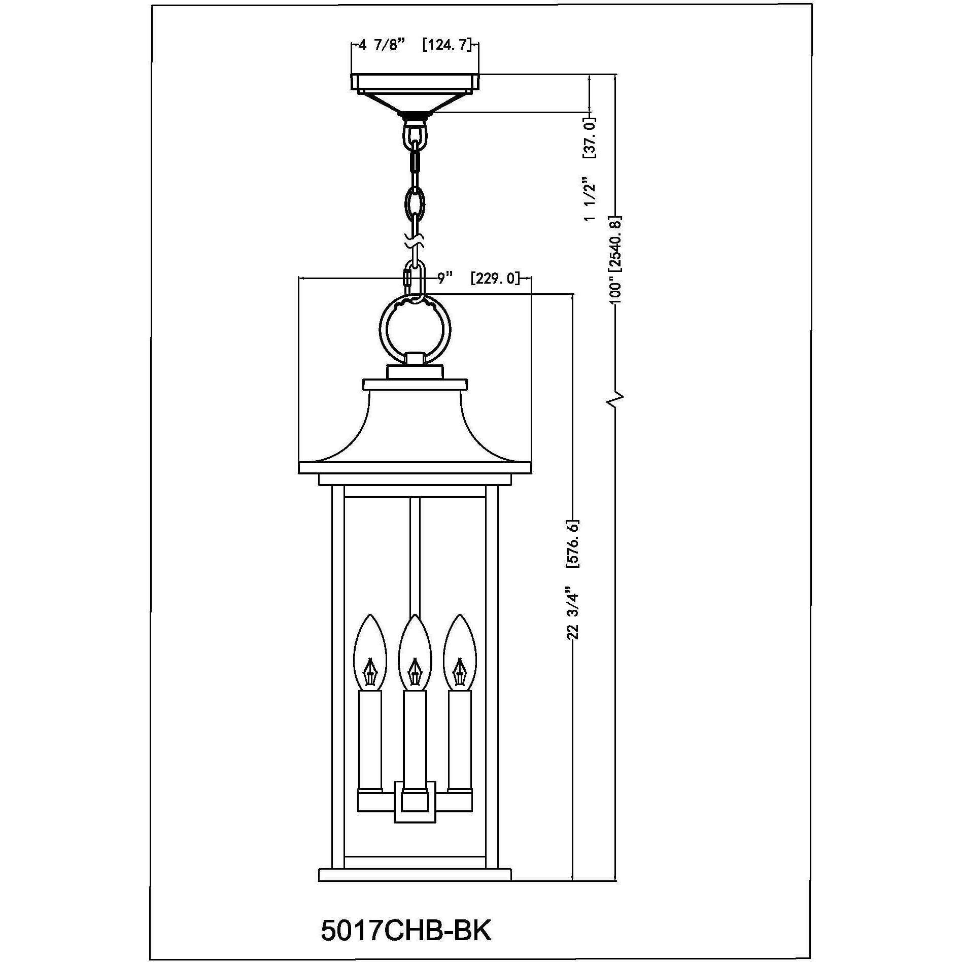 Tiberius 4 Light 9 inch Black Outdoor Chain Mount Ceiling Fixture in Clear Seedy Glass