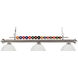 Shark 3 Light 58 inch Brushed Nickel Billiard Ceiling Light in White Linen Glass