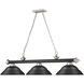 Cordon 3 Light 58 inch Matte Black and Brushed Nickel Billiard Ceiling Light in Matte Black Steel
