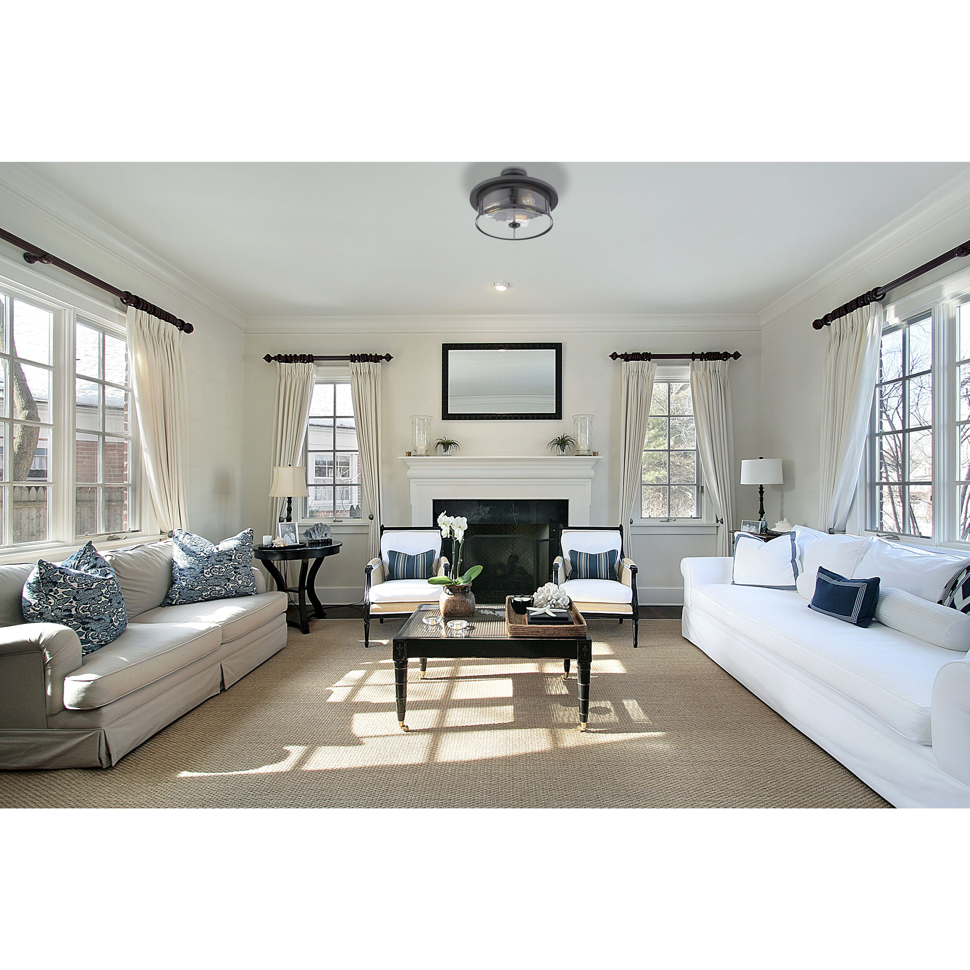 Savannah 3 Light 15.75 inch Bronze Semi Flush Mount Ceiling Light