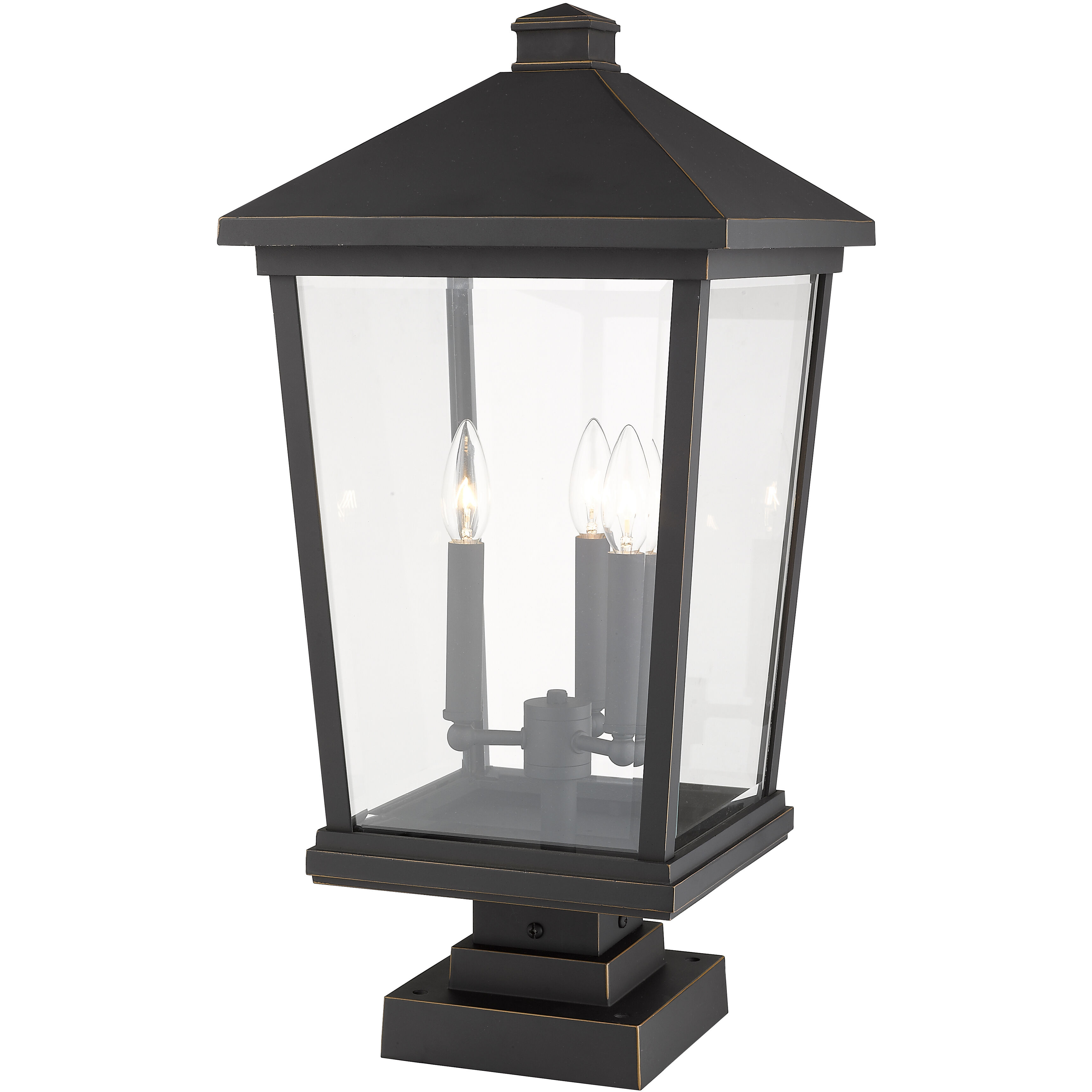 Beacon 3 Light 24.75 inch Oil Rubbed Bronze Outdoor Pier Mounted Fixture in 15.5