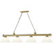 Cordon 4 Light 81.25 inch Rubbed Brass Billiard Ceiling Light in White Plastic