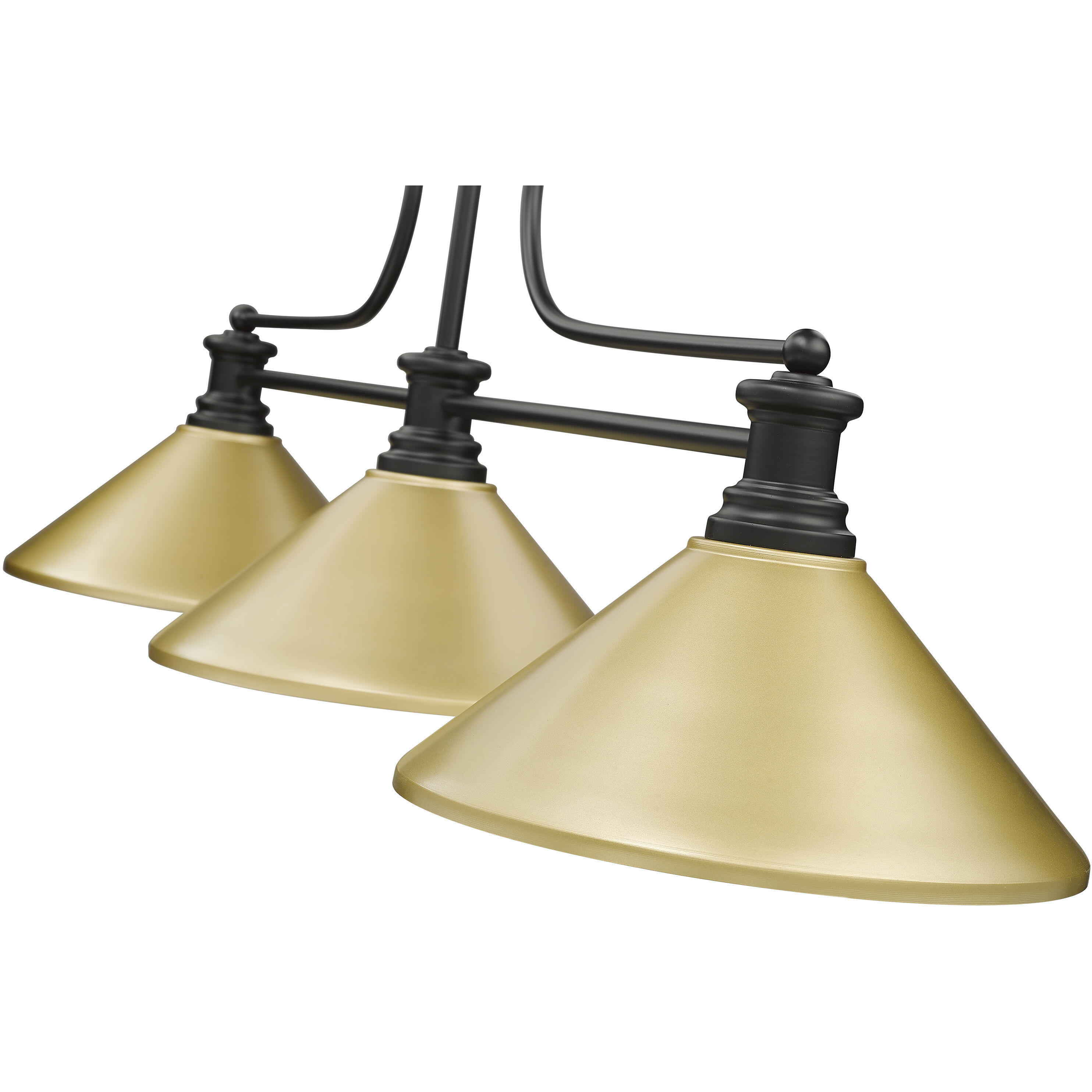 Melange 3 Light 52 inch Matte Black Billiard Ceiling Light in Satin Gold Steel