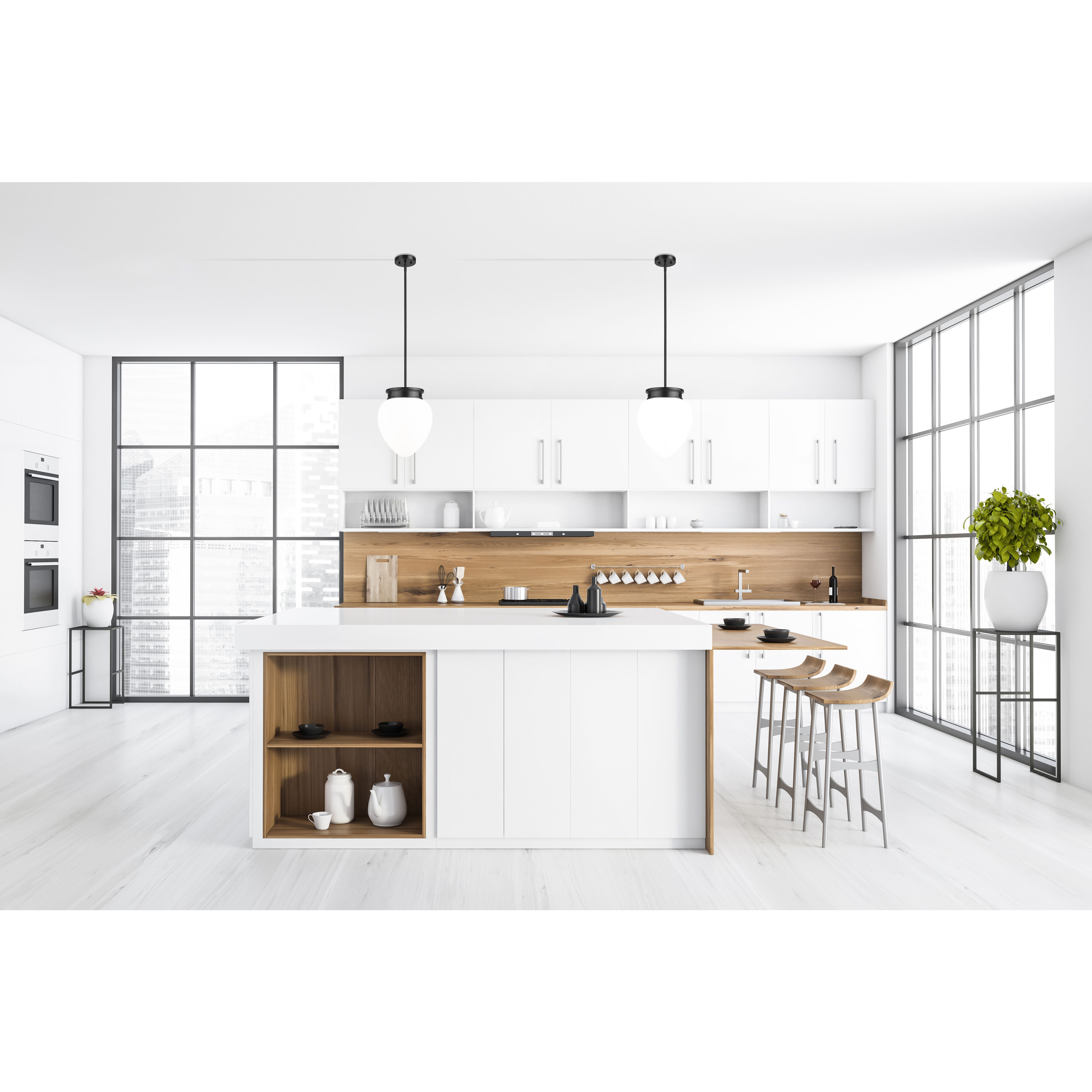 Gideon 1 Light 12.5 inch Matte Black Pendant Ceiling Light