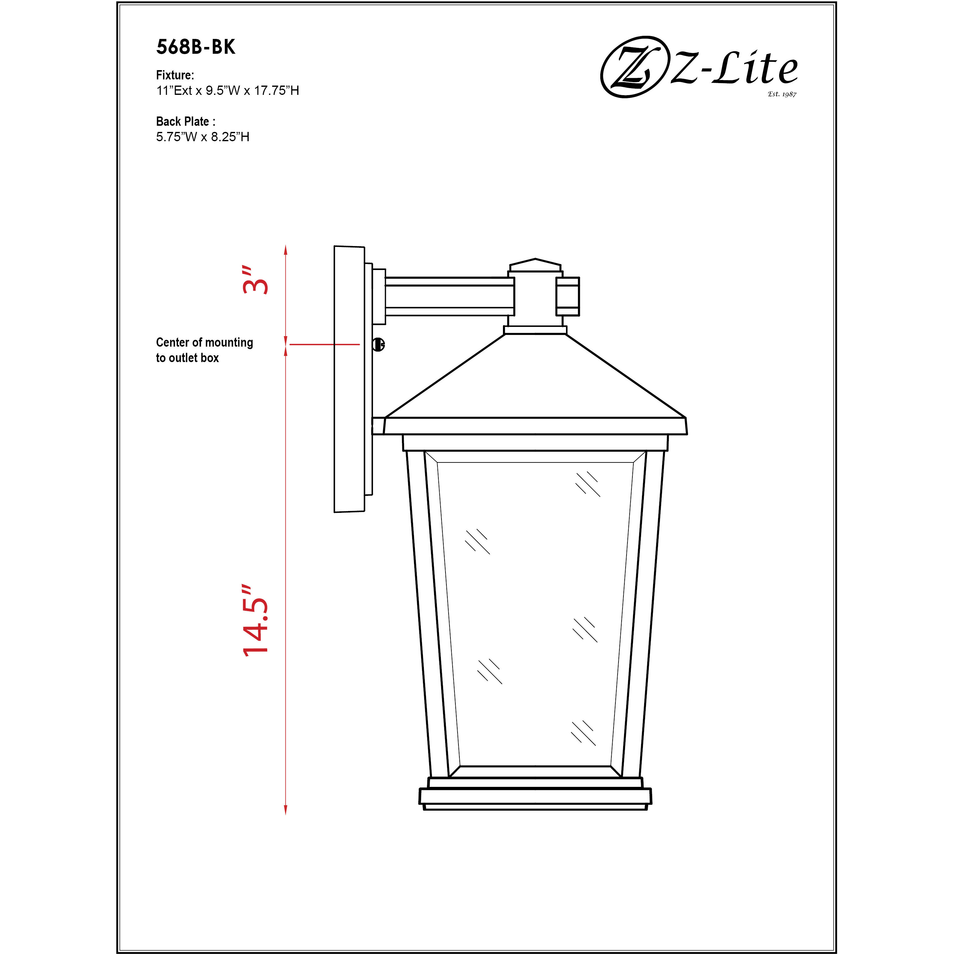 Beacon 2 Light 17.75 inch Black Outdoor Wall Light