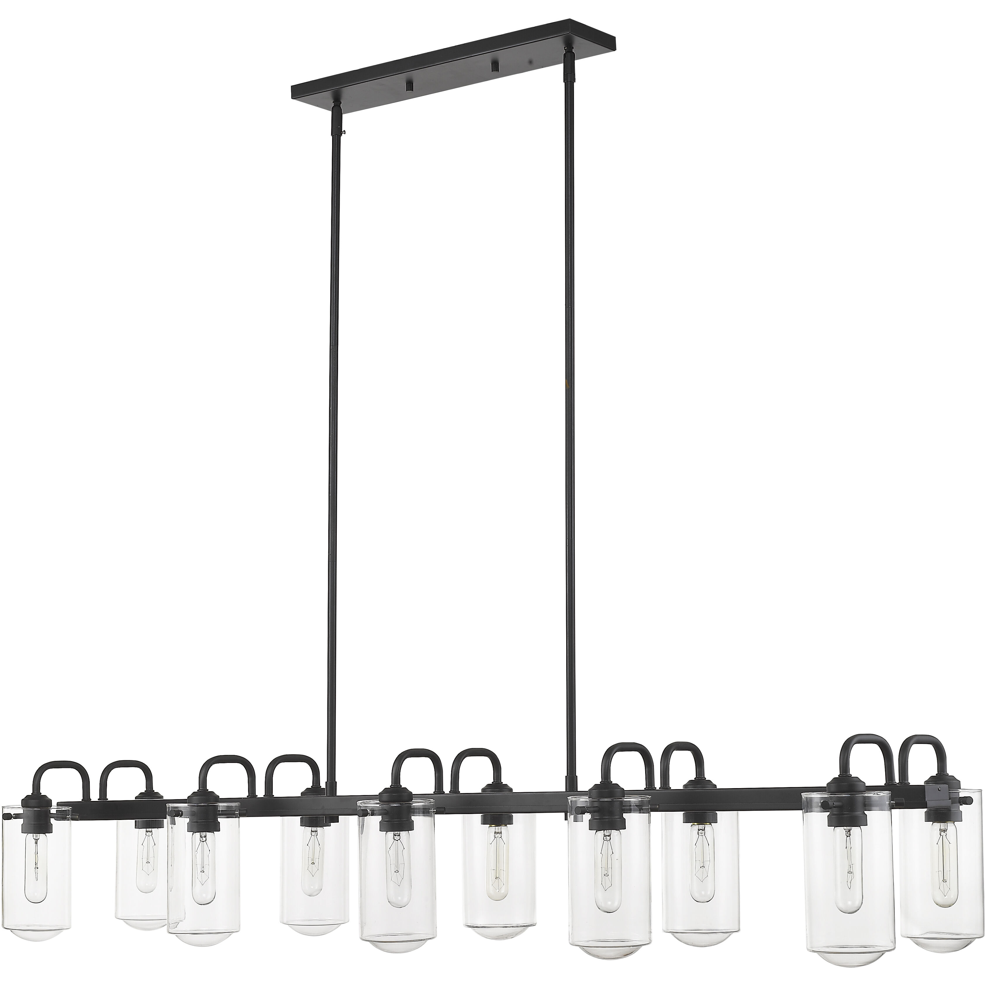 Delaney 10 Light 56 inch Matte Black Linear Chandelier Ceiling Light