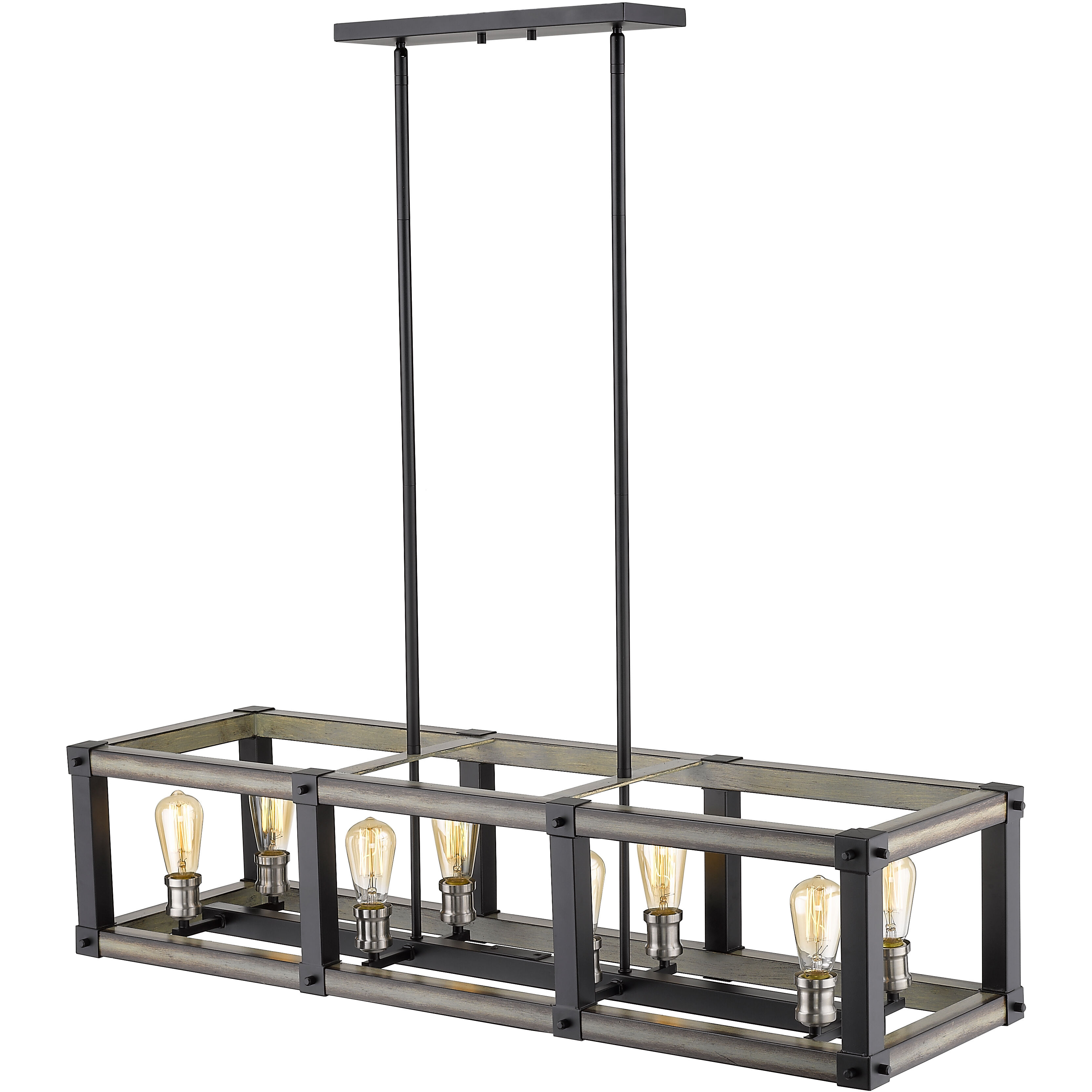 Kirkland 8 Light 44 inch Ashen Barnboard Linear Chandelier Ceiling Light