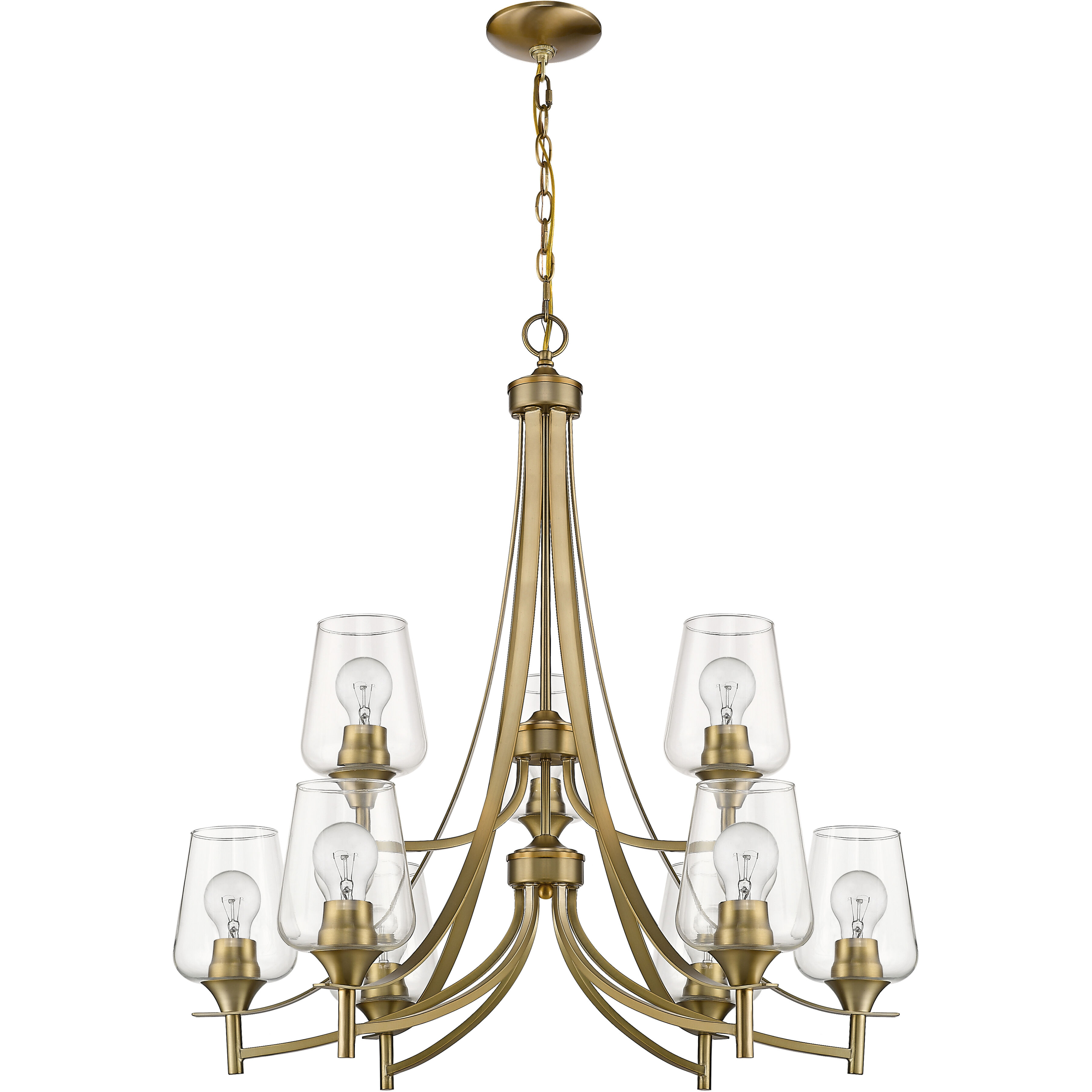 Joliet 9 Light 31 inch Olde Brass Chandelier Ceiling Light
