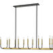 Haylie 12 Light 56 inch Matte Black and Olde Brass Linear Chandelier Ceiling Light