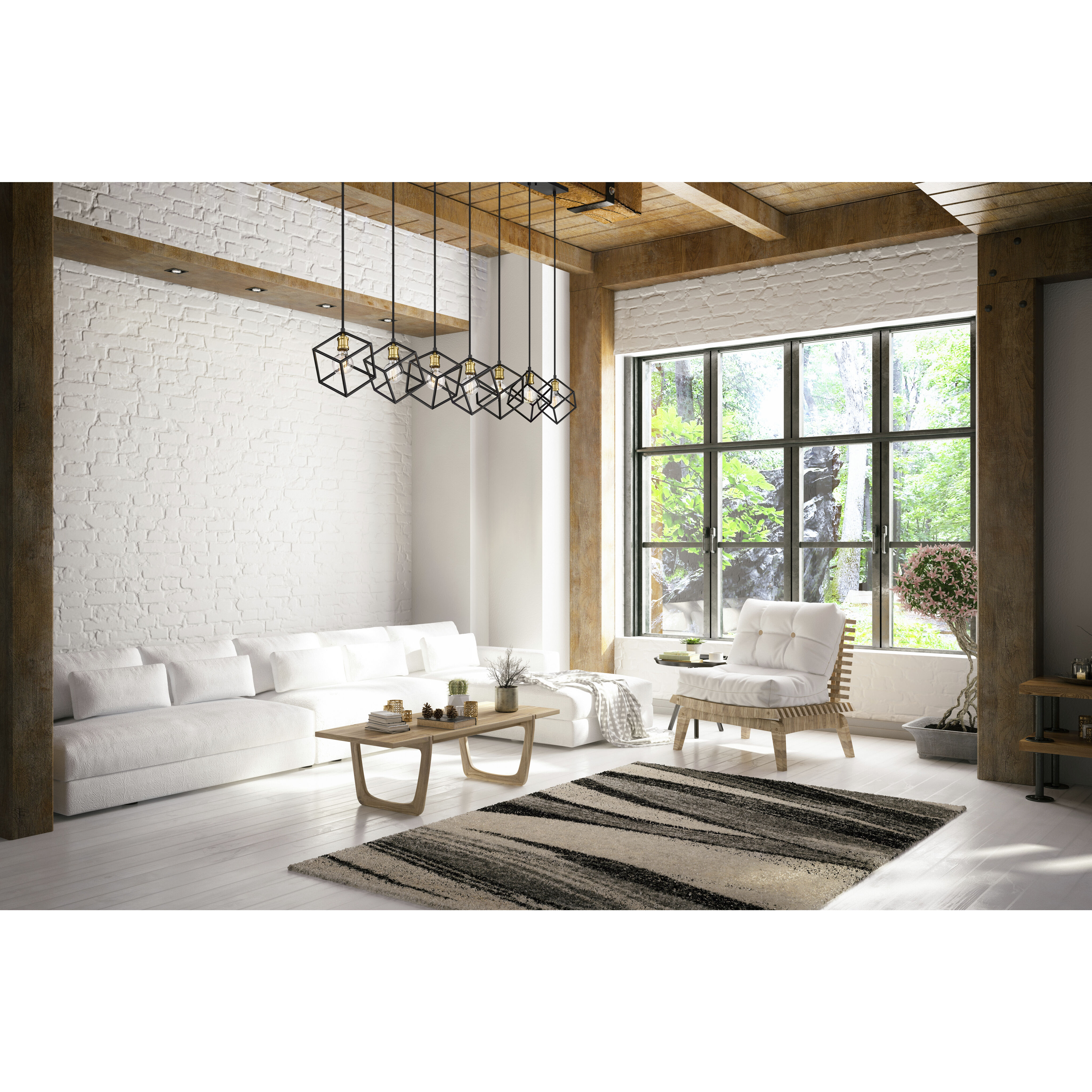 Vertical 7 Light 23.5 inch Bronze and Olde Brass Chandelier Ceiling Light