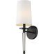 Avery 1 Light 5.5 inch Matte Black Wall Sconce Wall Light in White Fabric