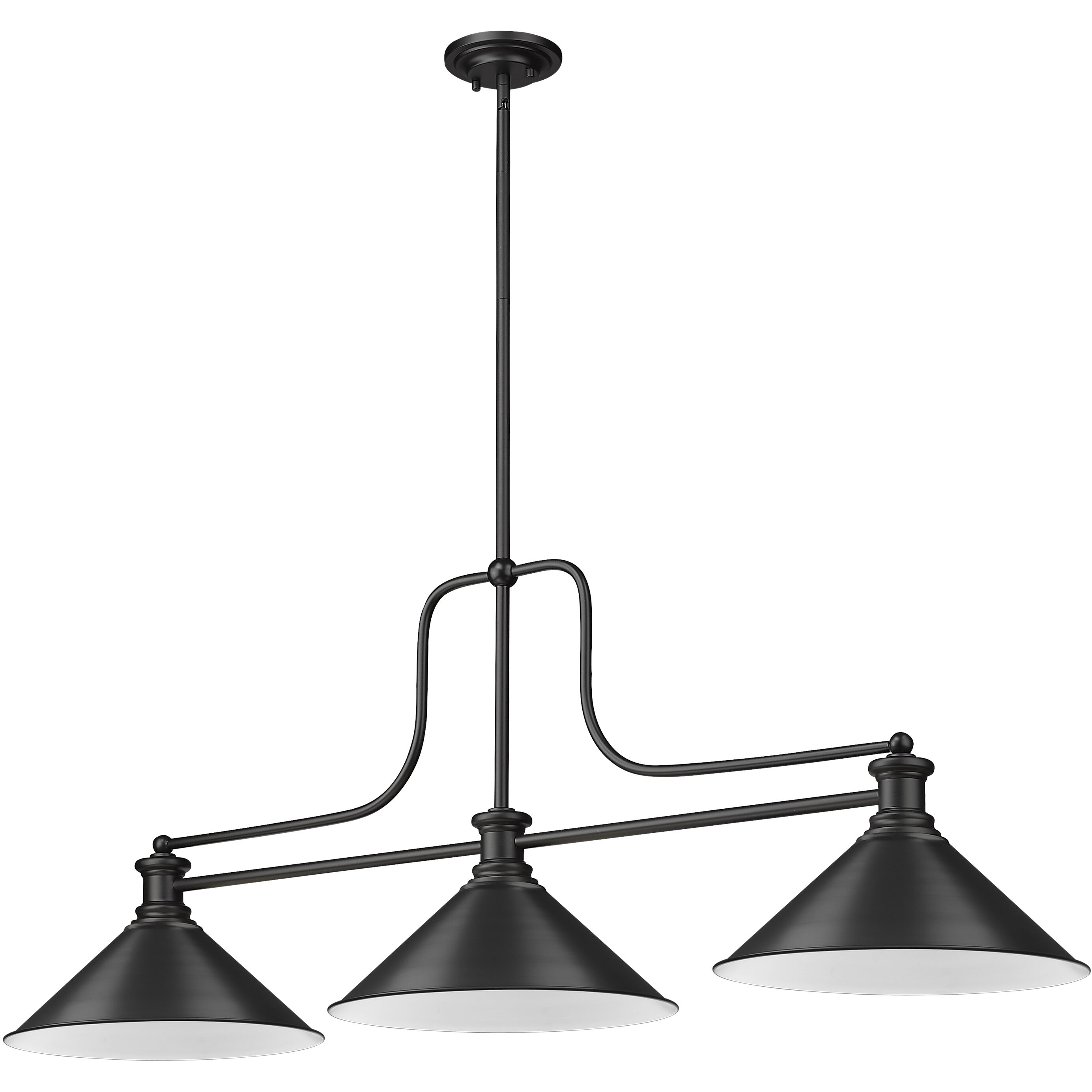 Melange 3 Light 52 inch Matte Black Billiard Ceiling Light