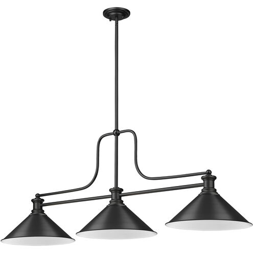Melange 3 Light 52 inch Matte Black Billiard Ceiling Light