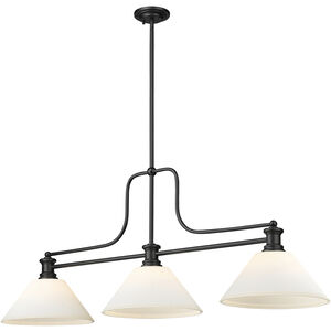 Melange 3 Light 52 inch Matte Black Billiard Ceiling Light in Matte Opal Glass