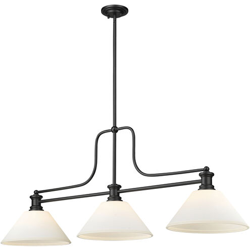 Melange 3 Light 52 inch Matte Black Billiard Ceiling Light in Matte Opal Glass