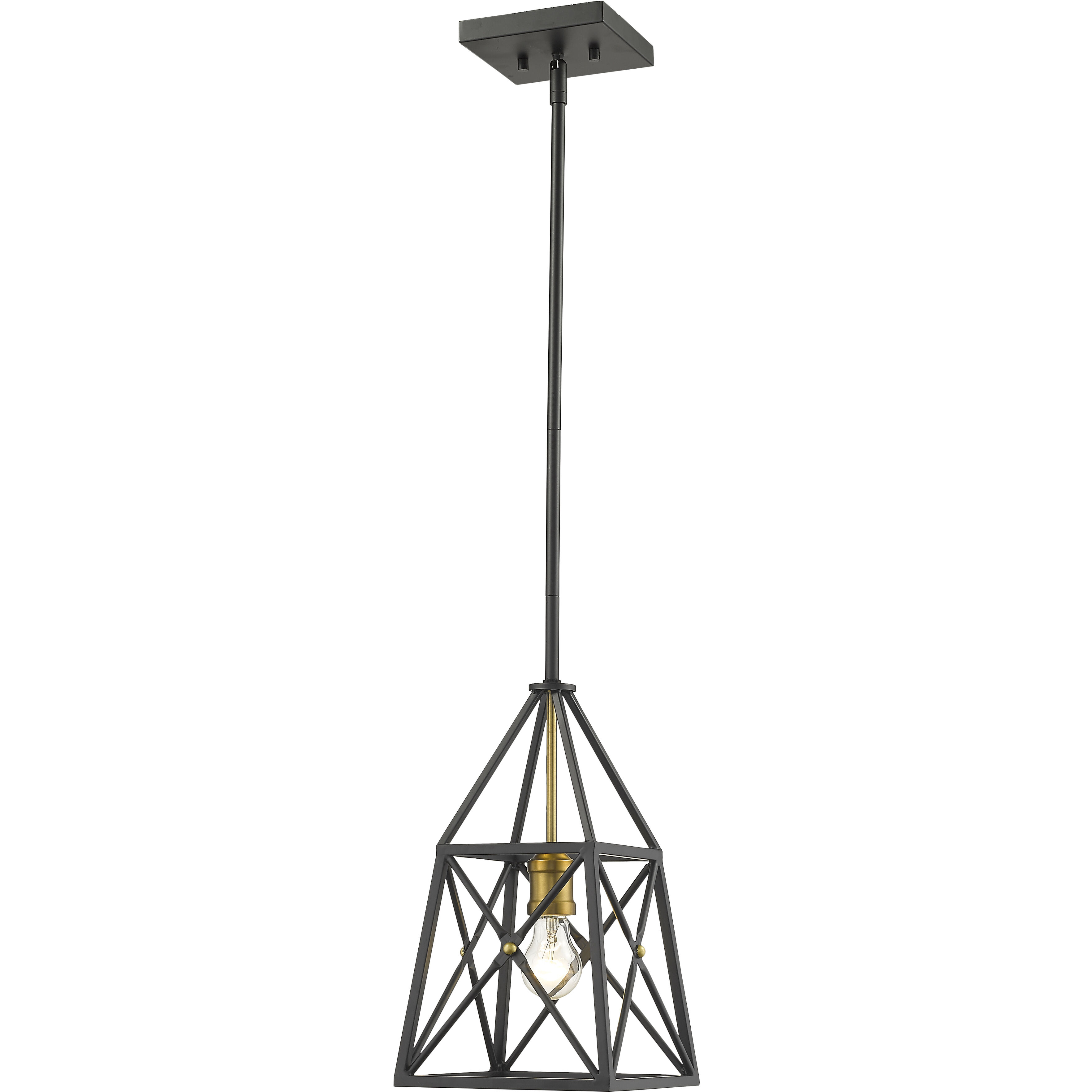Trestle 1 Light 8 inch Matte Black and Olde Brass Pendant Ceiling Light in 5