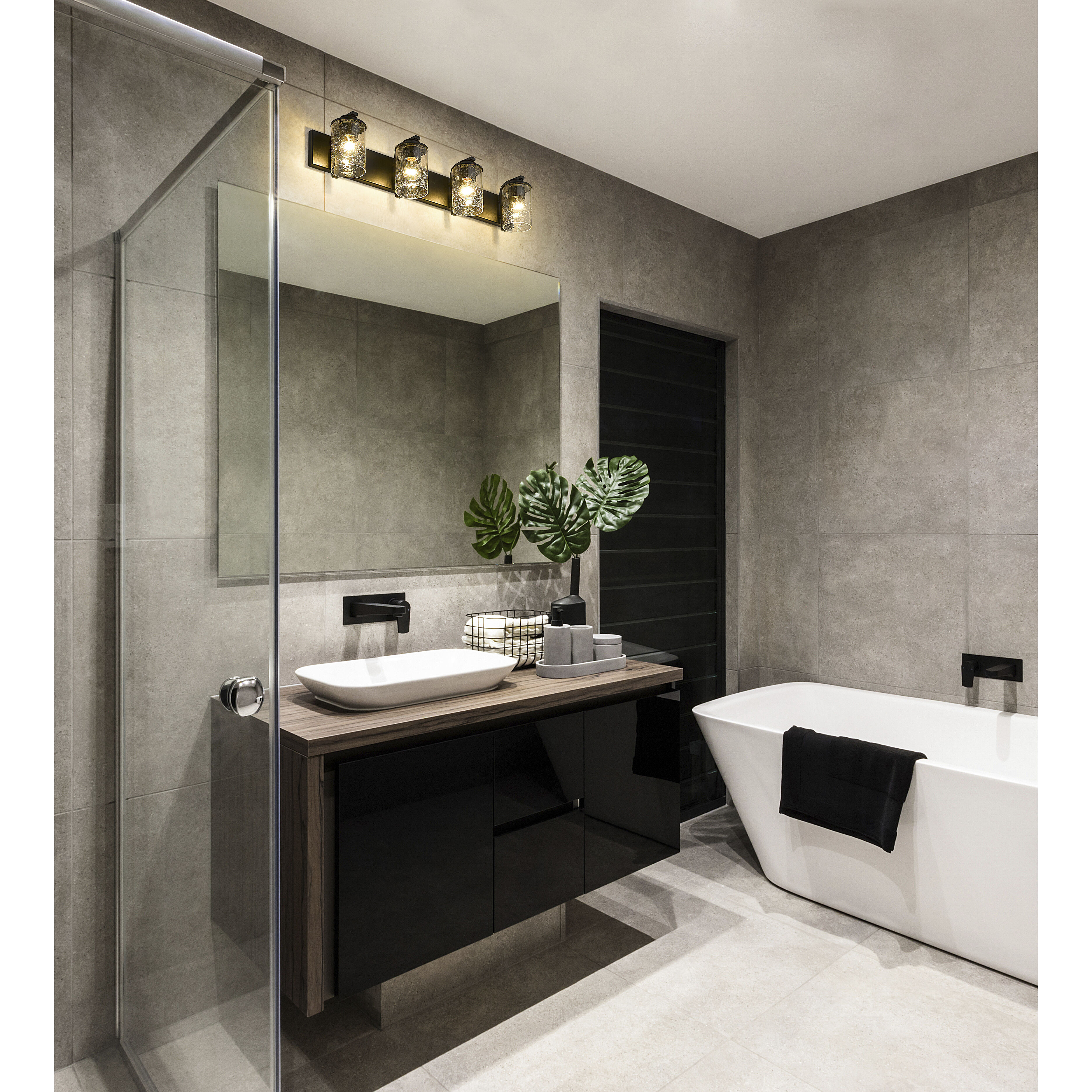 Beckett 4 Light 34 inch Matte Black Vanity Wall Light