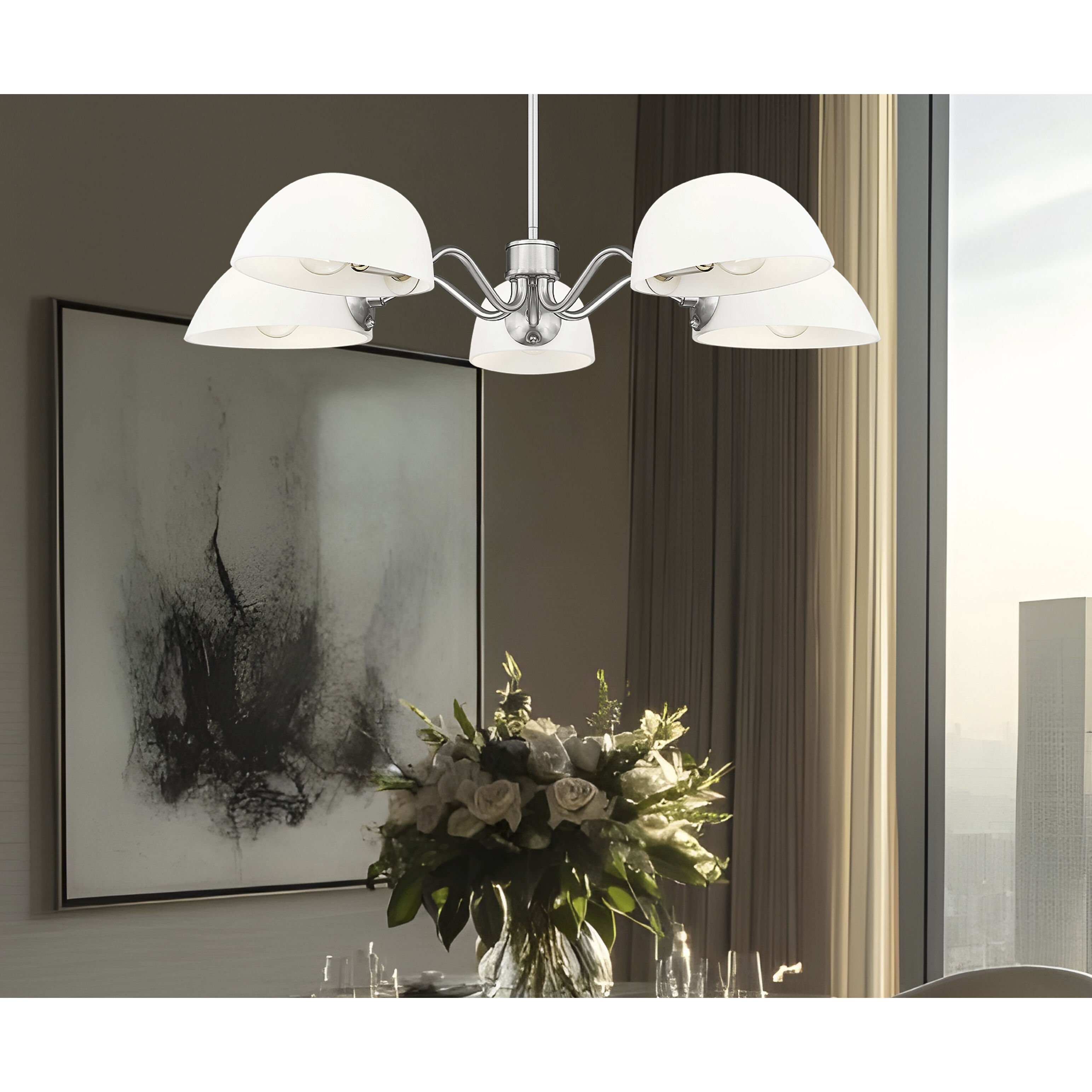 Breton 5 Light 33 inch Brushed Nickel Chandelier Ceiling Light