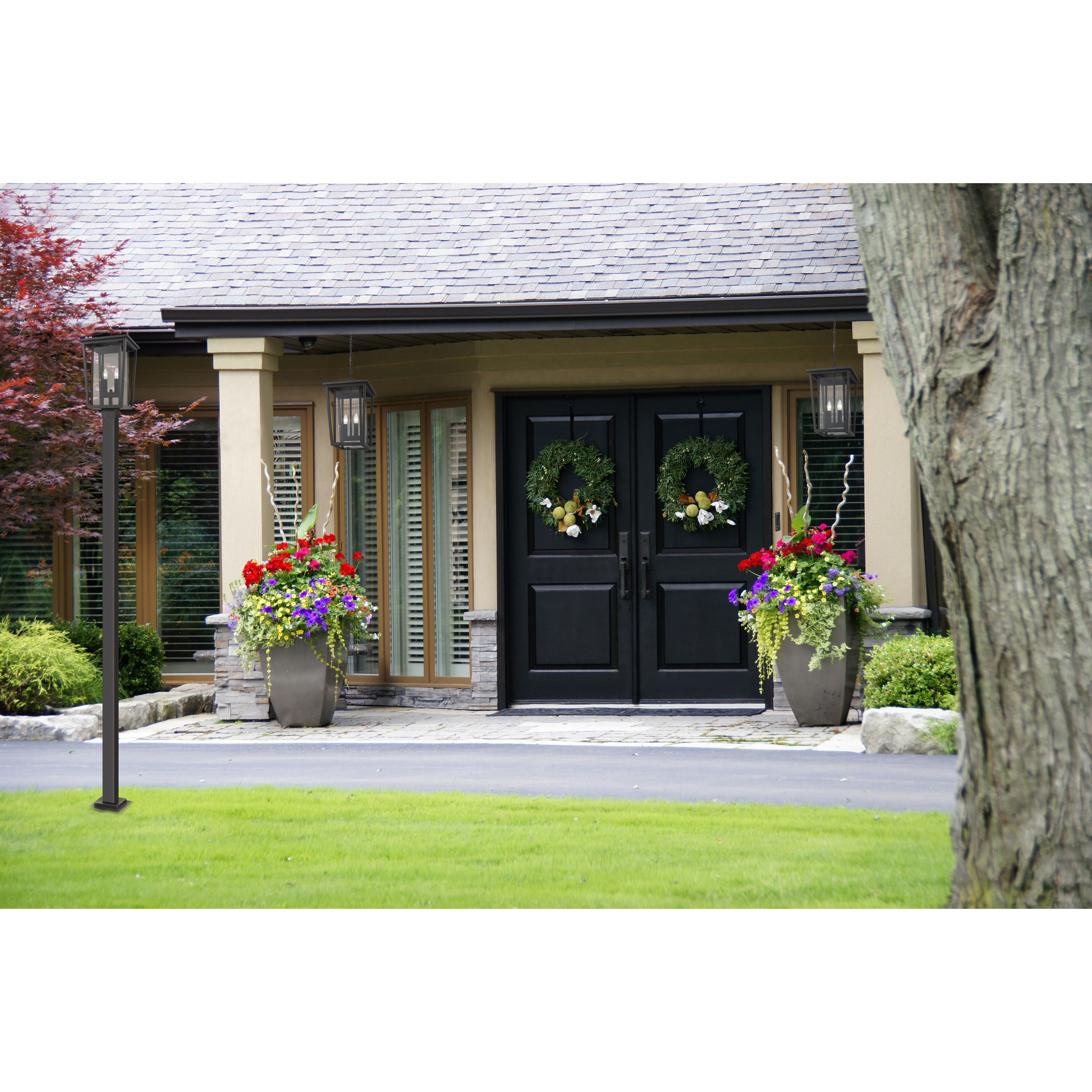 Seoul 2 Light 113.25 inch Oil Rubbed Bronze Outdoor Post Mounted Fixture in 22.25