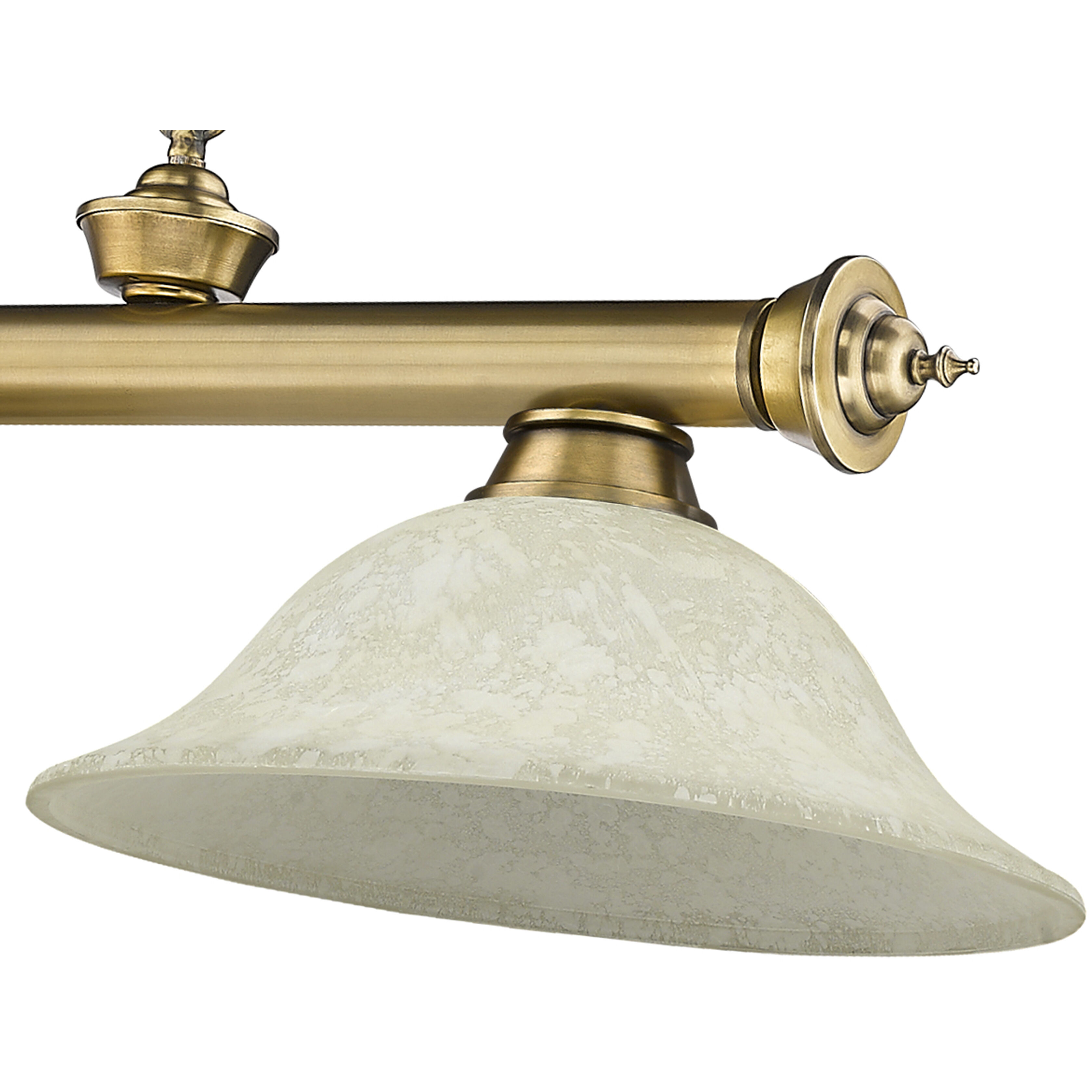 Cordon 3 Light 58 inch Rubbed Brass Billiard Ceiling Light in Golden Mottle Glass