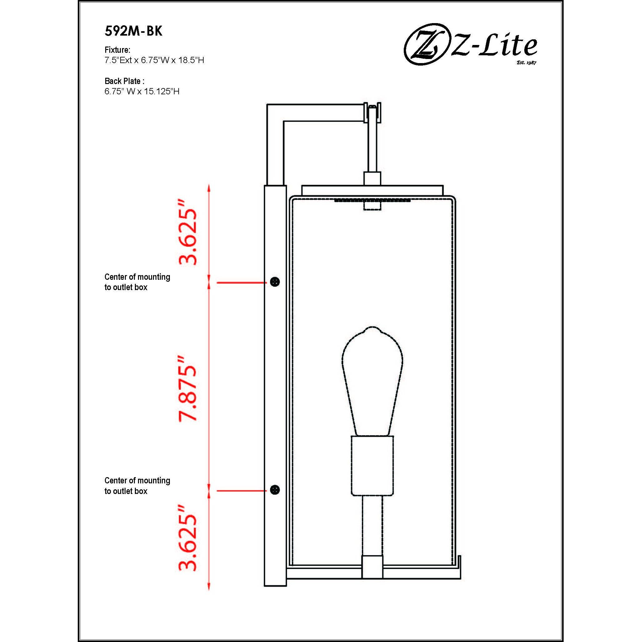 Sana 1 Light 18.5 inch Black Outdoor Wall Light