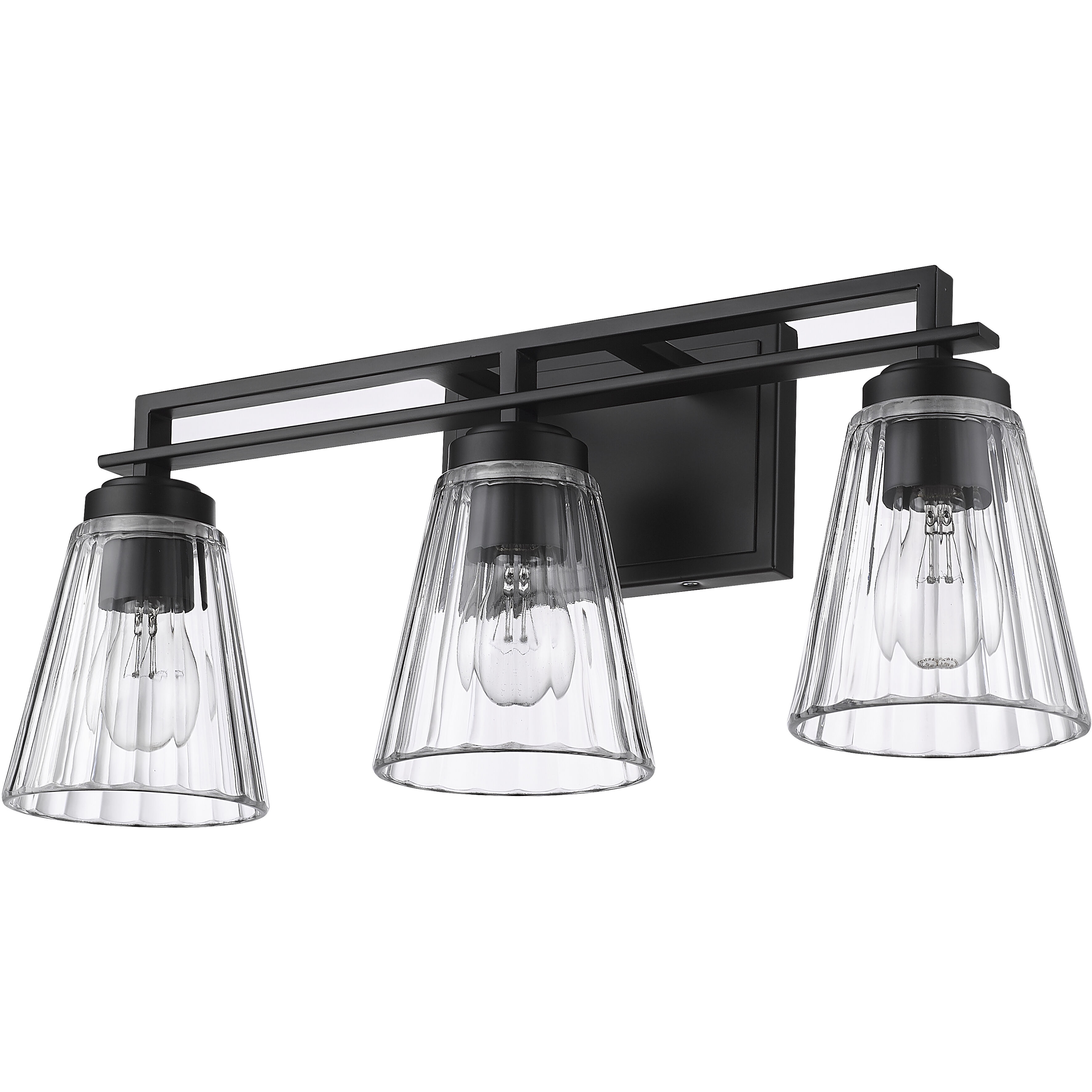 Lyna 3 Light 22 inch Matte Black Vanity Wall Light