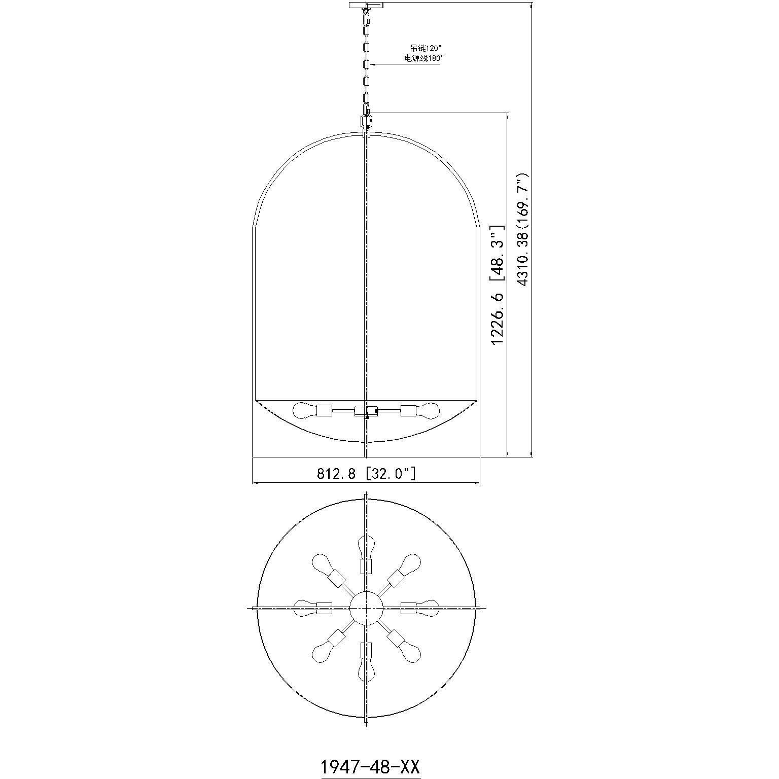 Devon 8 Light 32 inch Modern Gold Chandelier Ceiling Light