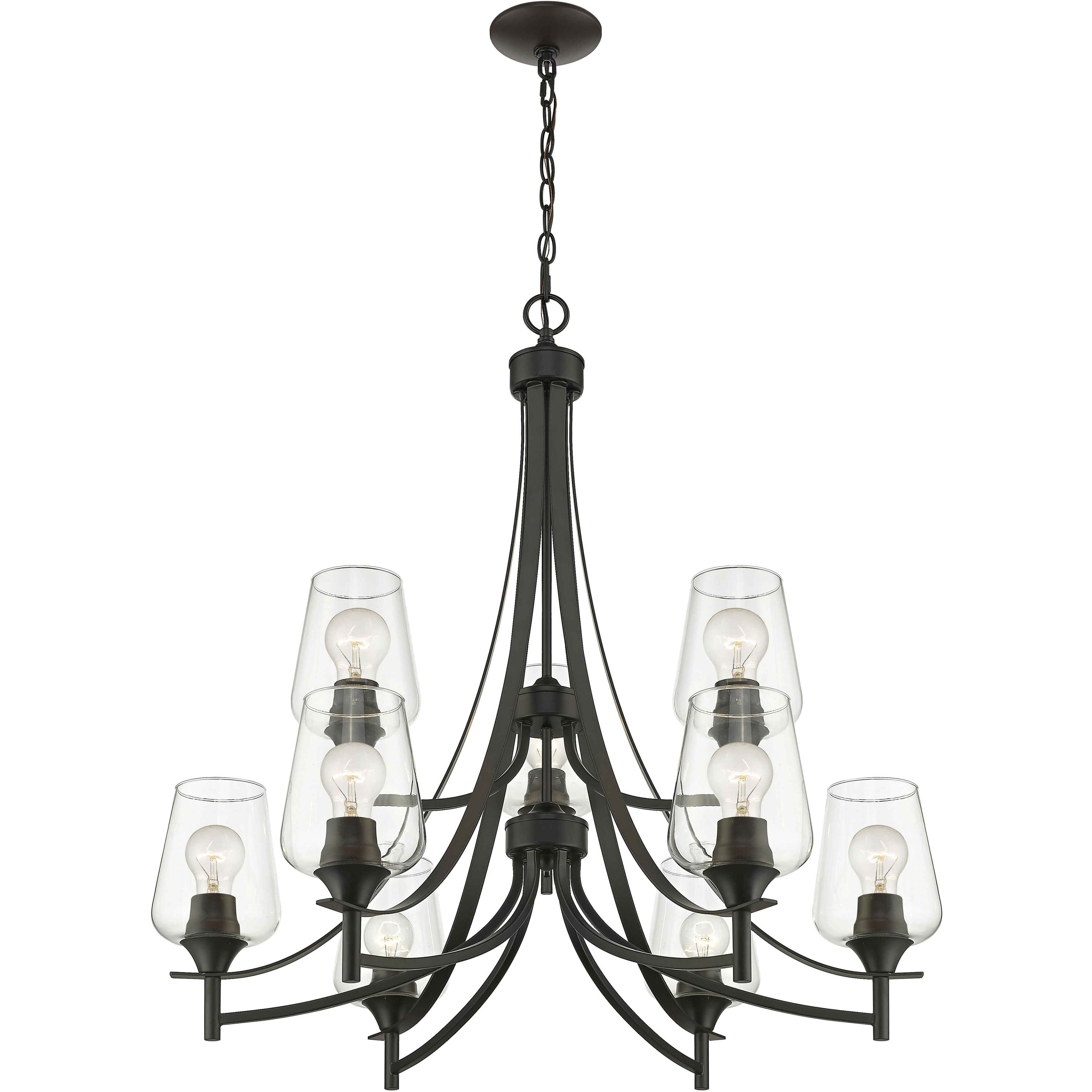 Joliet 9 Light 31 inch Matte Black Chandelier Ceiling Light