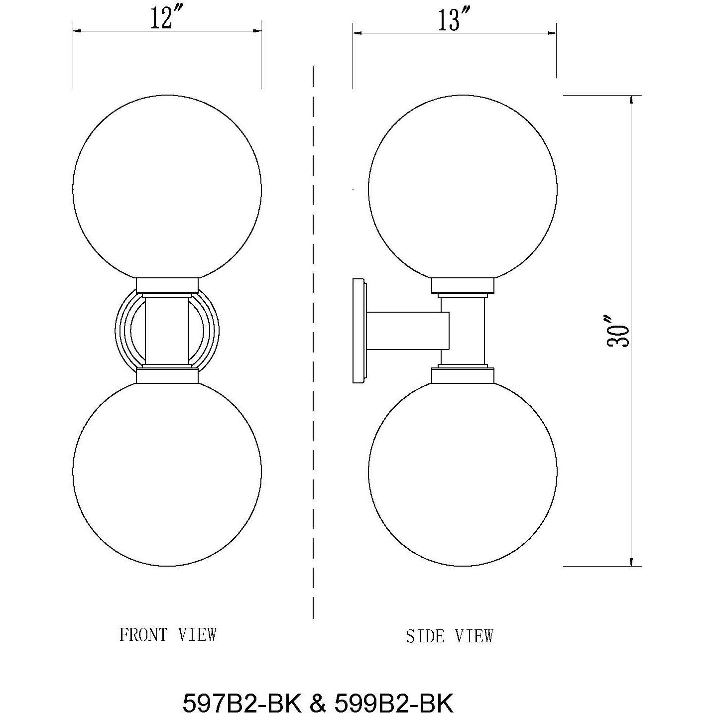 Laurent 2 Light 30 inch Black Outdoor Wall Light