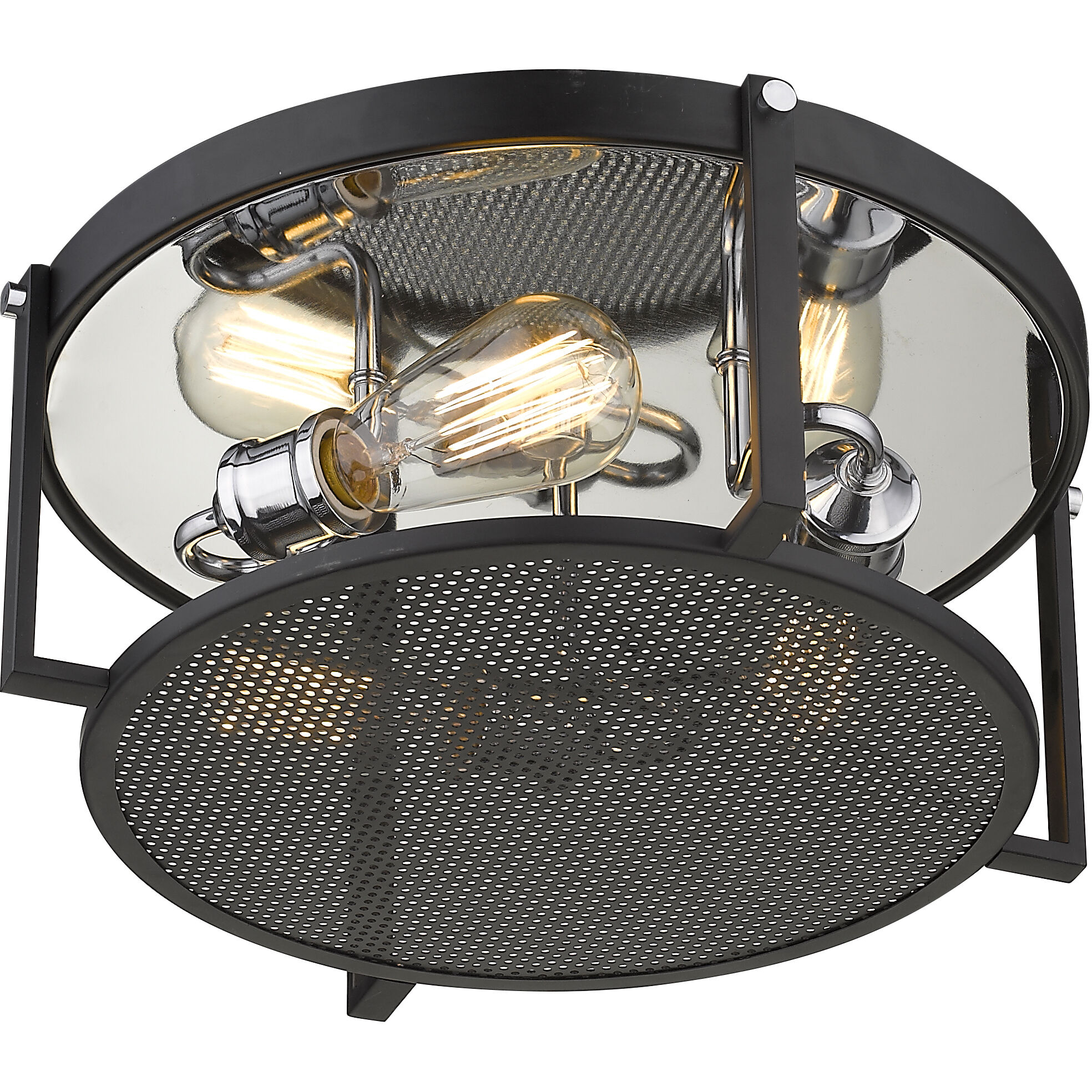Halcyon 3 Light 16.25 inch Matte Black and Chrome Flush Mount Ceiling Light