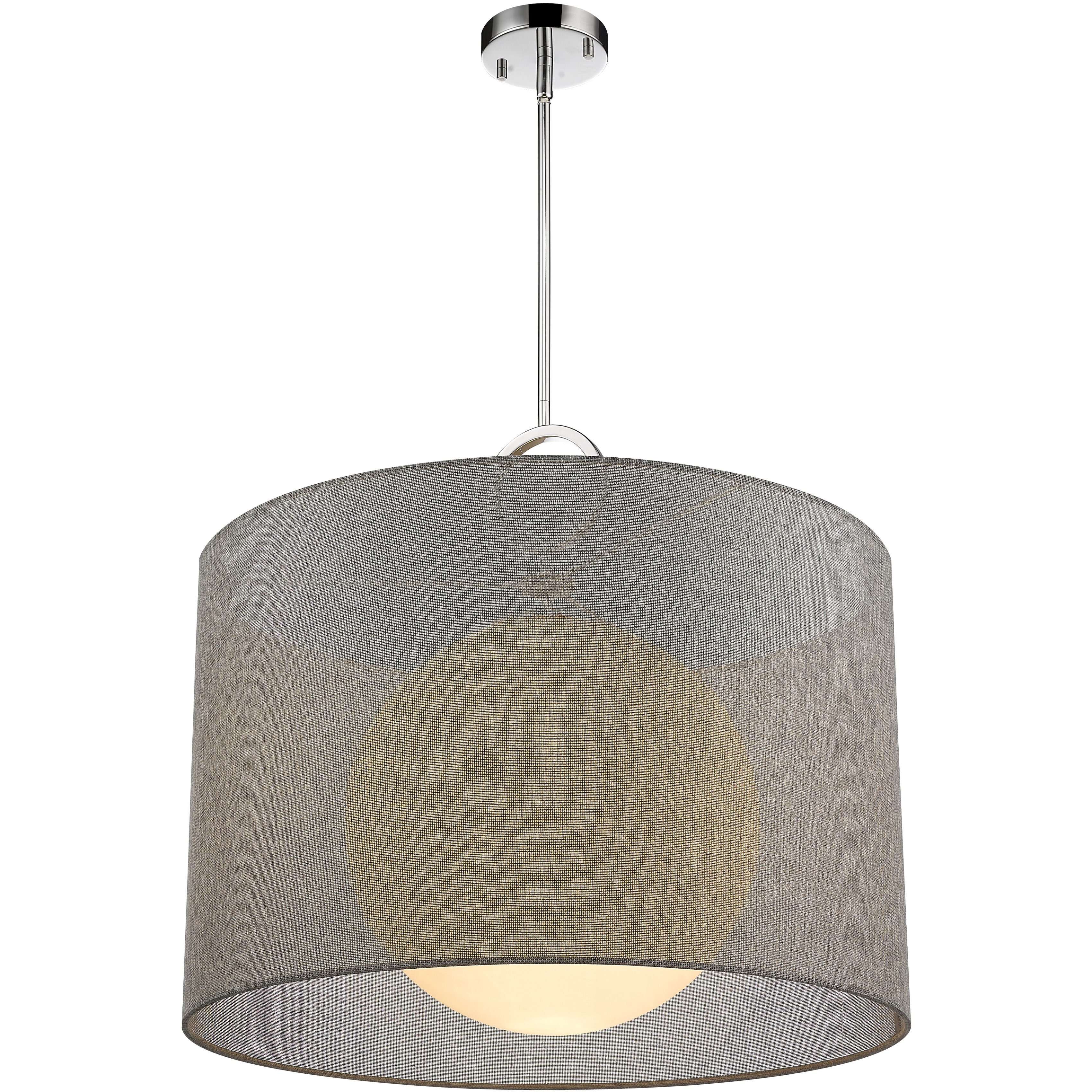 Arosia 1 Light 24 inch Chrome Pendant Ceiling Light in Gray Fabric
