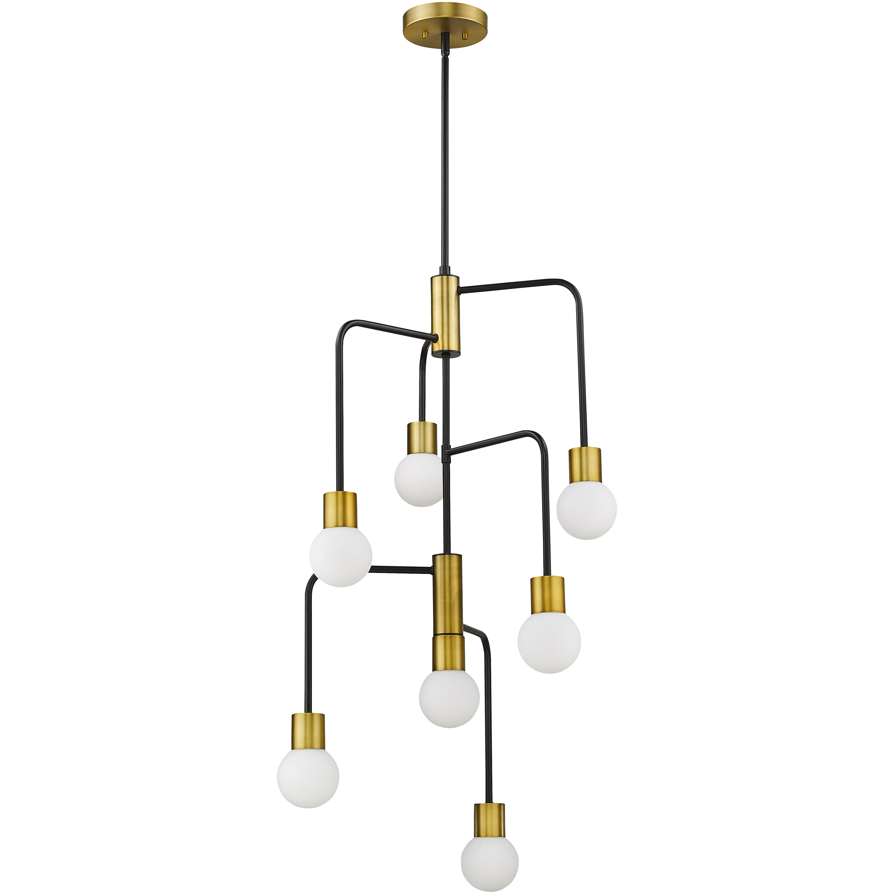 Neutra 7 Light 22.5 inch Matte Black and Foundry Brass Chandelier Ceiling Light