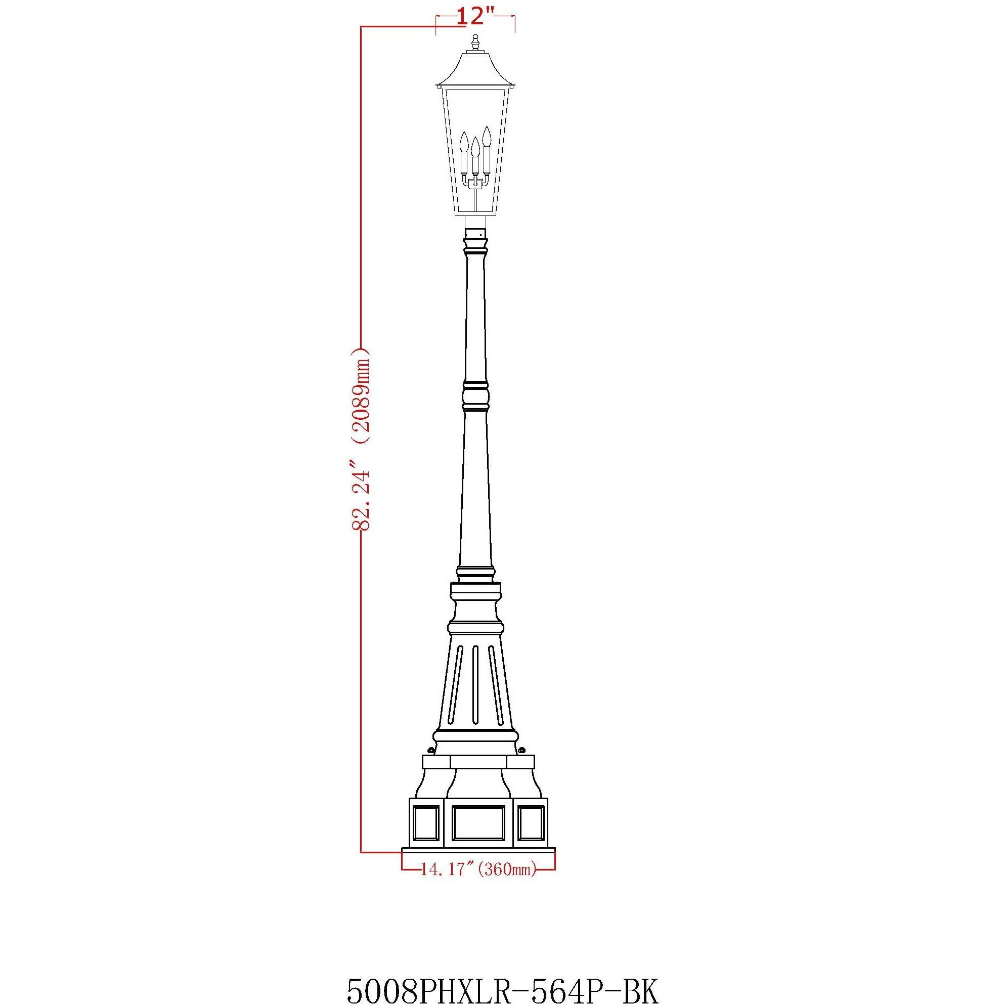 Gannon 3 Light 113.5 inch Black Outdoor Post Mounted Fixture in G9