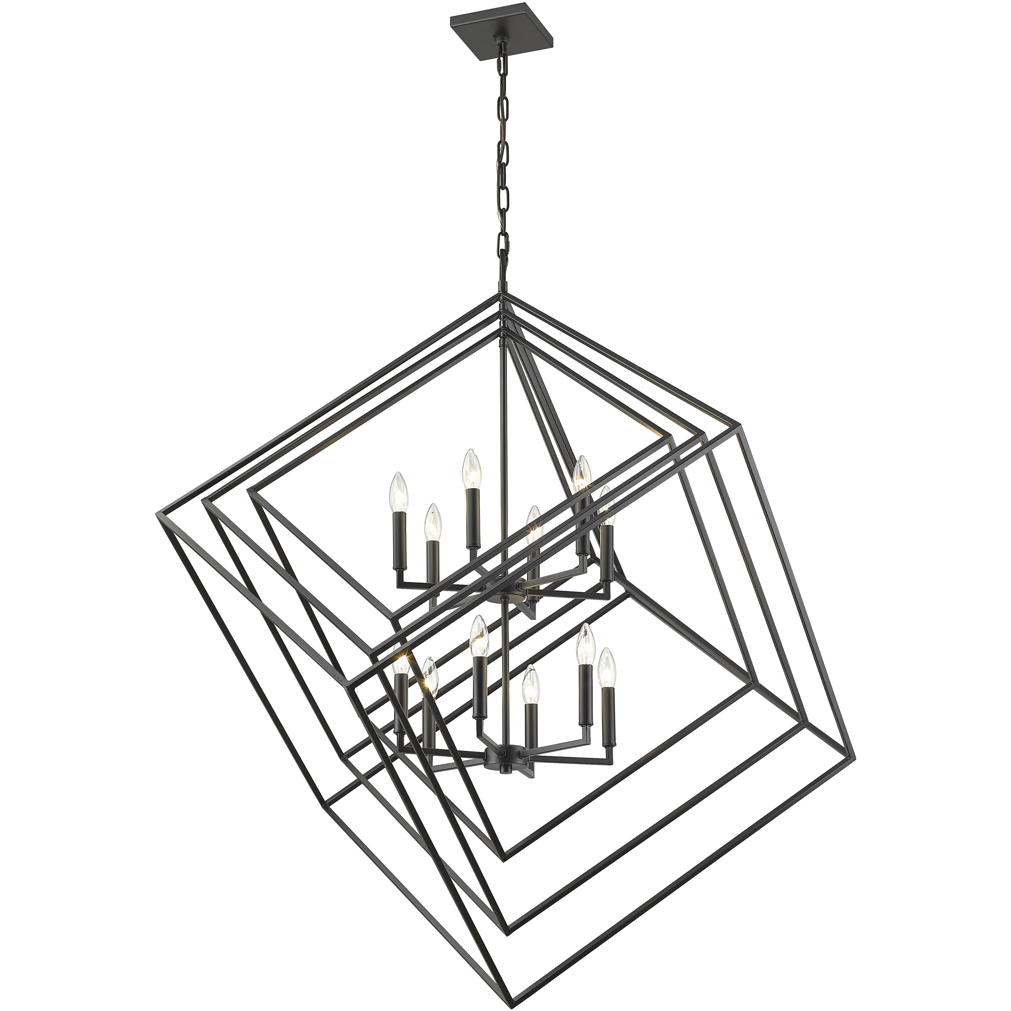 Euclid 12 Light 47.5 inch Matte Black Chandelier Ceiling Light