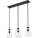 Ayra 3 Light 36 inch Matte Black Linear Chandelier Ceiling Light