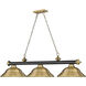 Cordon 3 Light 58 inch Matte Black and Rubbed Brass Billiard Ceiling Light in Rubbed Brass Metal